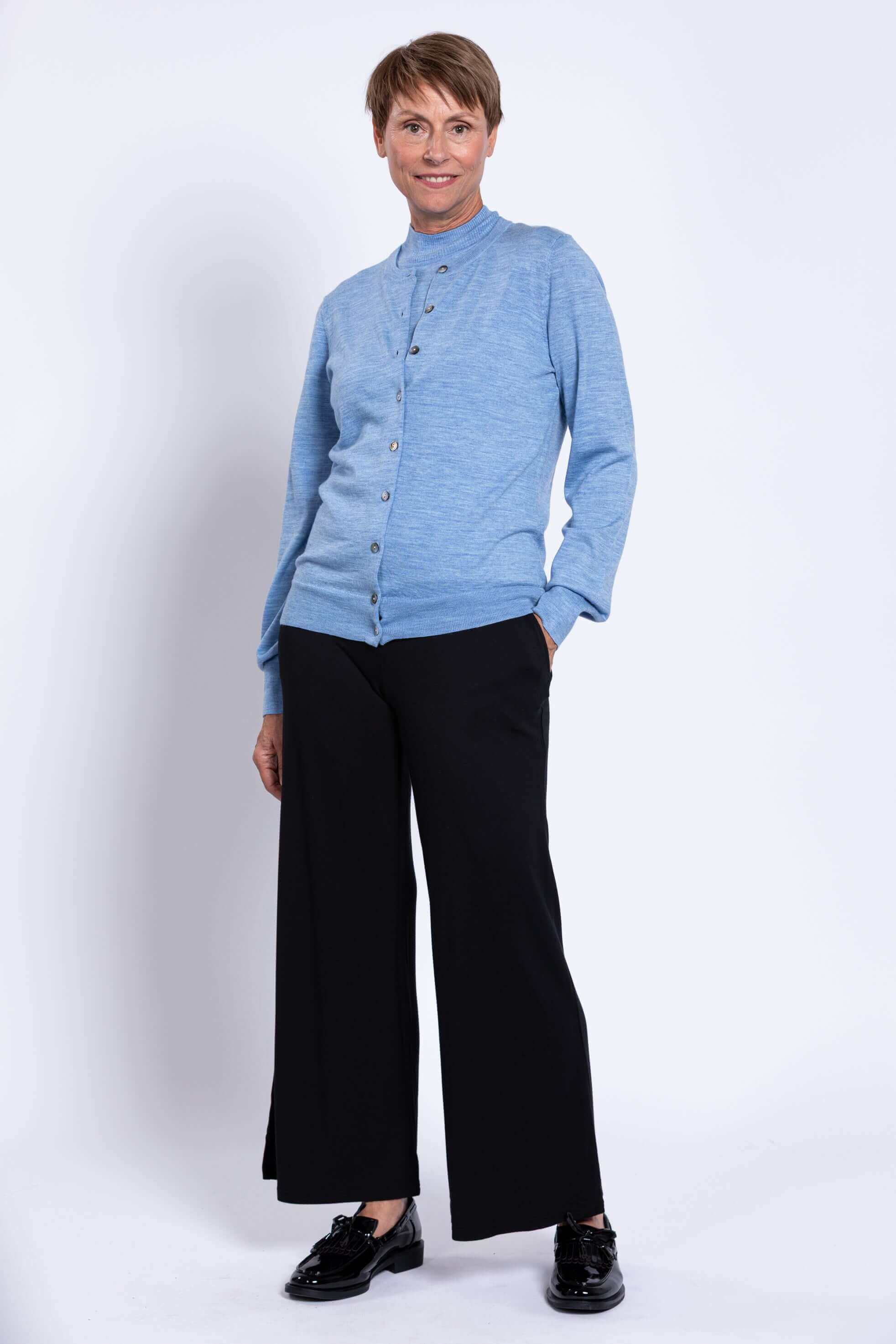 Kitten Cardigan, Soft Blue, Merino Wool - Image 3