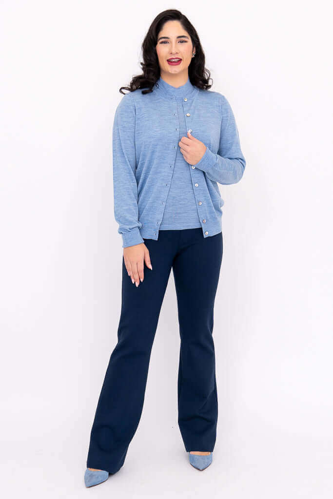 Kitten Cardigan, Soft Blue, Merino Wool - Image 4