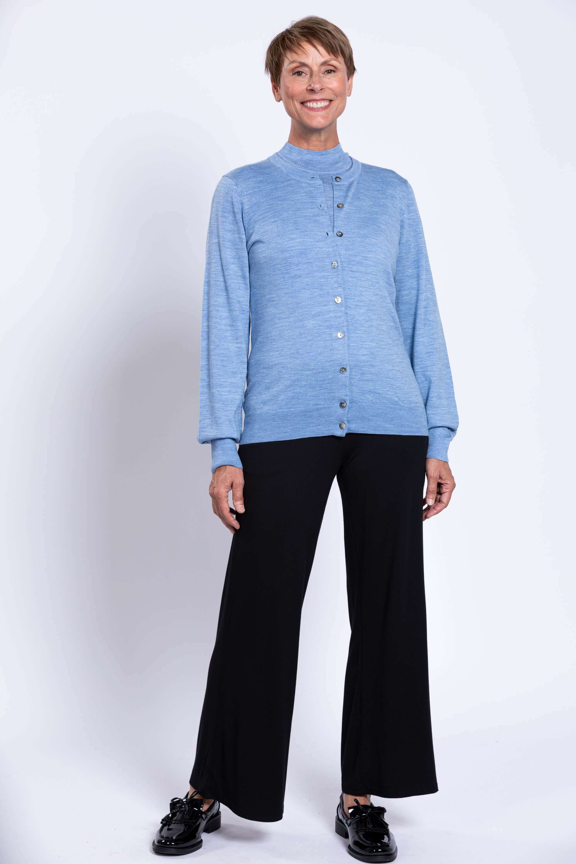 Kitten Cardigan, Soft Blue, Merino Wool - Image 5