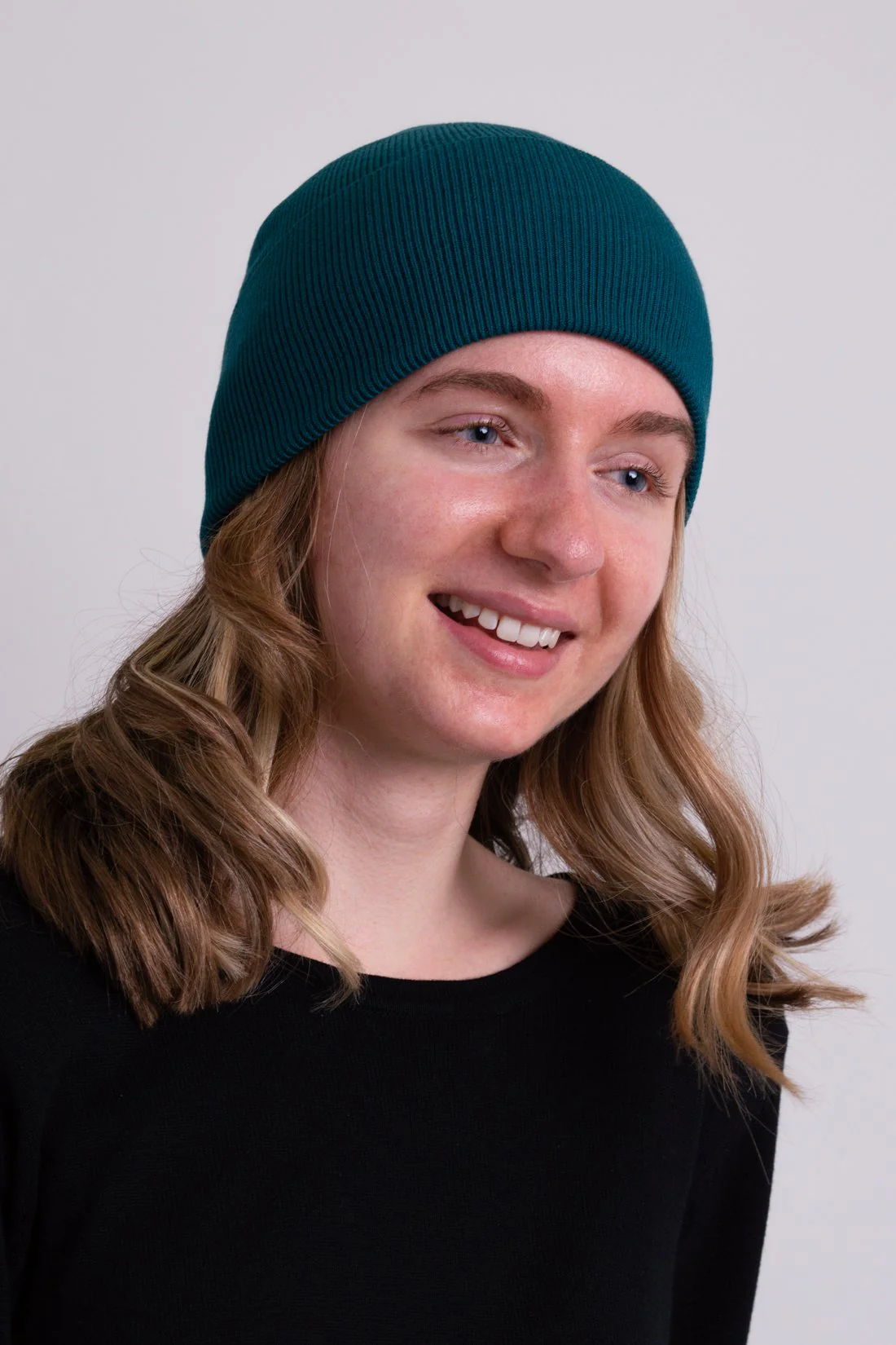 Knit Beanie, Teal, Bamboo Cotton - Image 3
