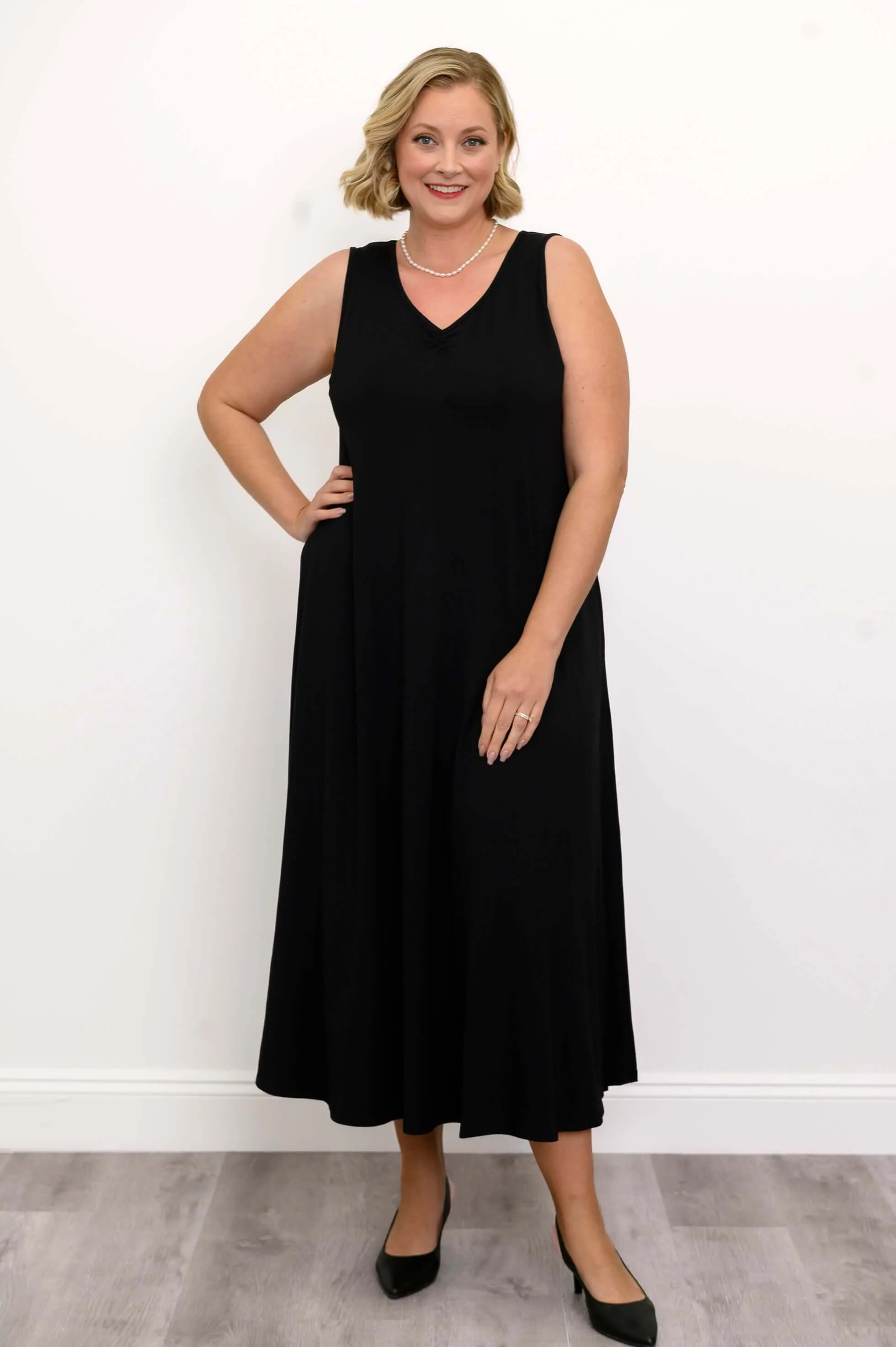 Lanai Sleeveless Dress, Black, Bamboo - Image 3
