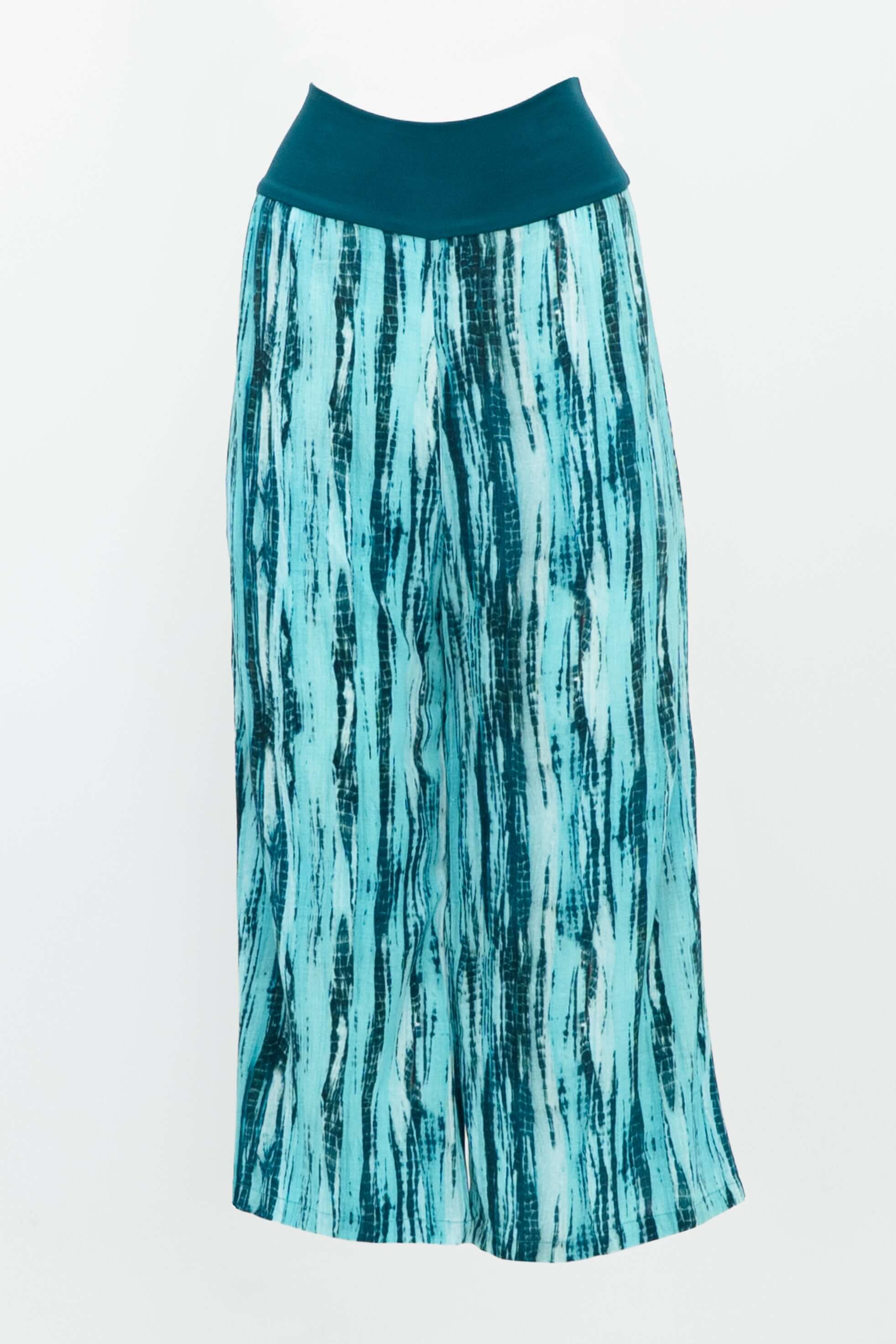 Landon Capri, Teal Tie Dye, Linen Bamboo - Final Sale