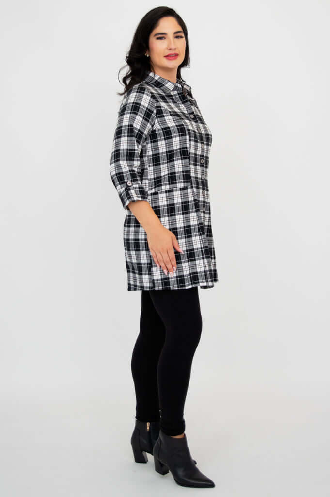 Larissa Tunic, Bobcat Plaid, Cotton - Tent Sale - Image 3