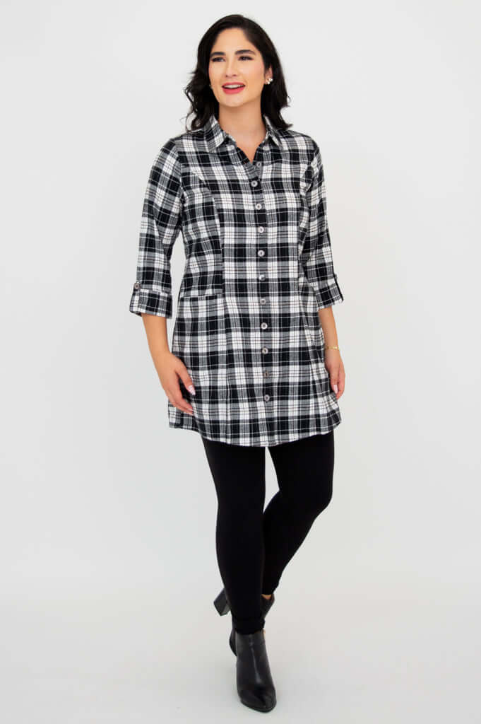 Larissa Tunic, Bobcat Plaid, Cotton - Tent Sale - Image 4