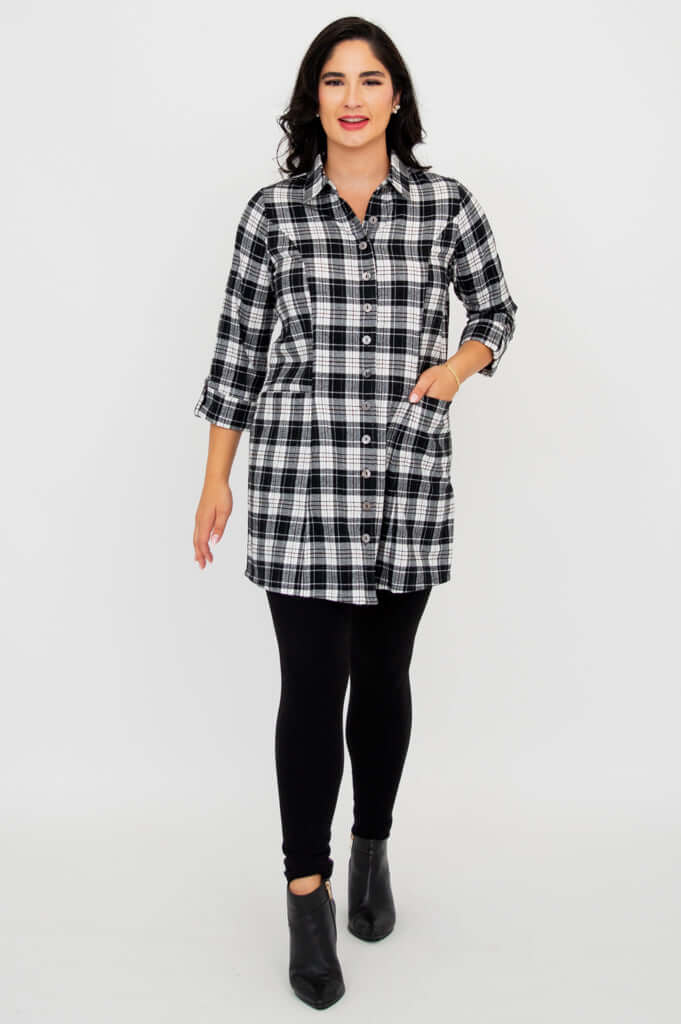 Larissa Tunic, Bobcat Plaid, Cotton - Tent Sale - Image 6