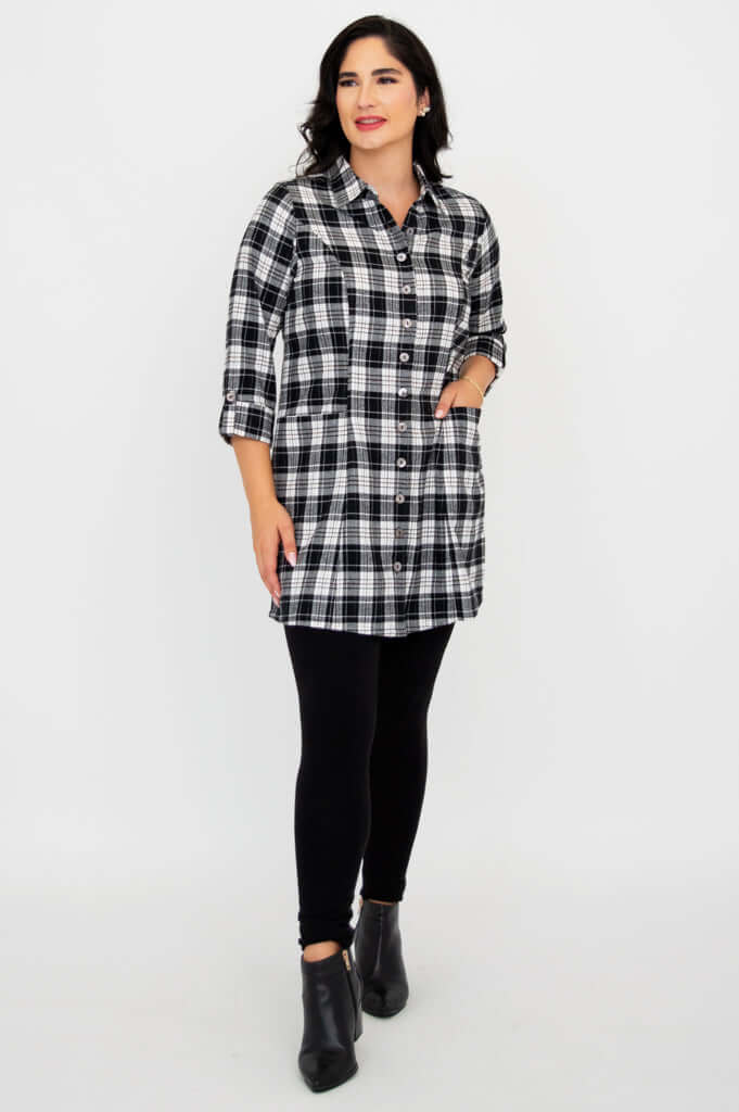Larissa Tunic, Bobcat Plaid, Cotton - Tent Sale - Image 7