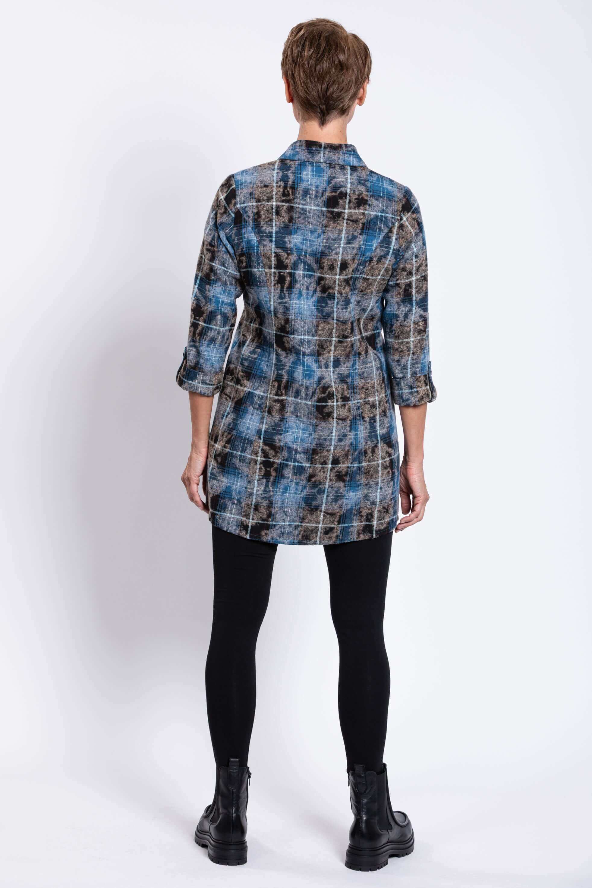 Larissa Tunic, Indigo Plaid, Cotton - Image 5