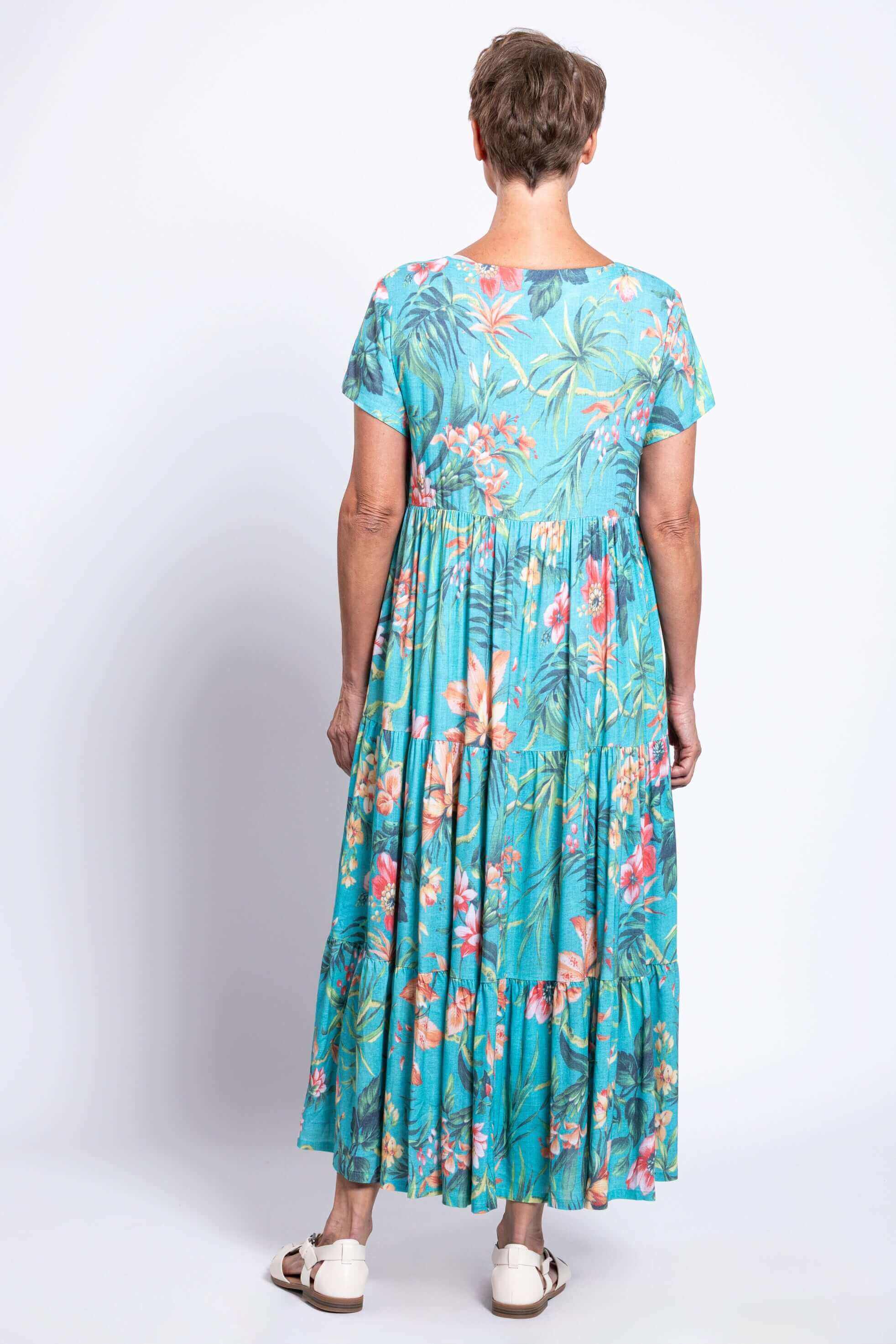 Laurita Dress, Teal Fiji, Linen Bamboo - Image 4