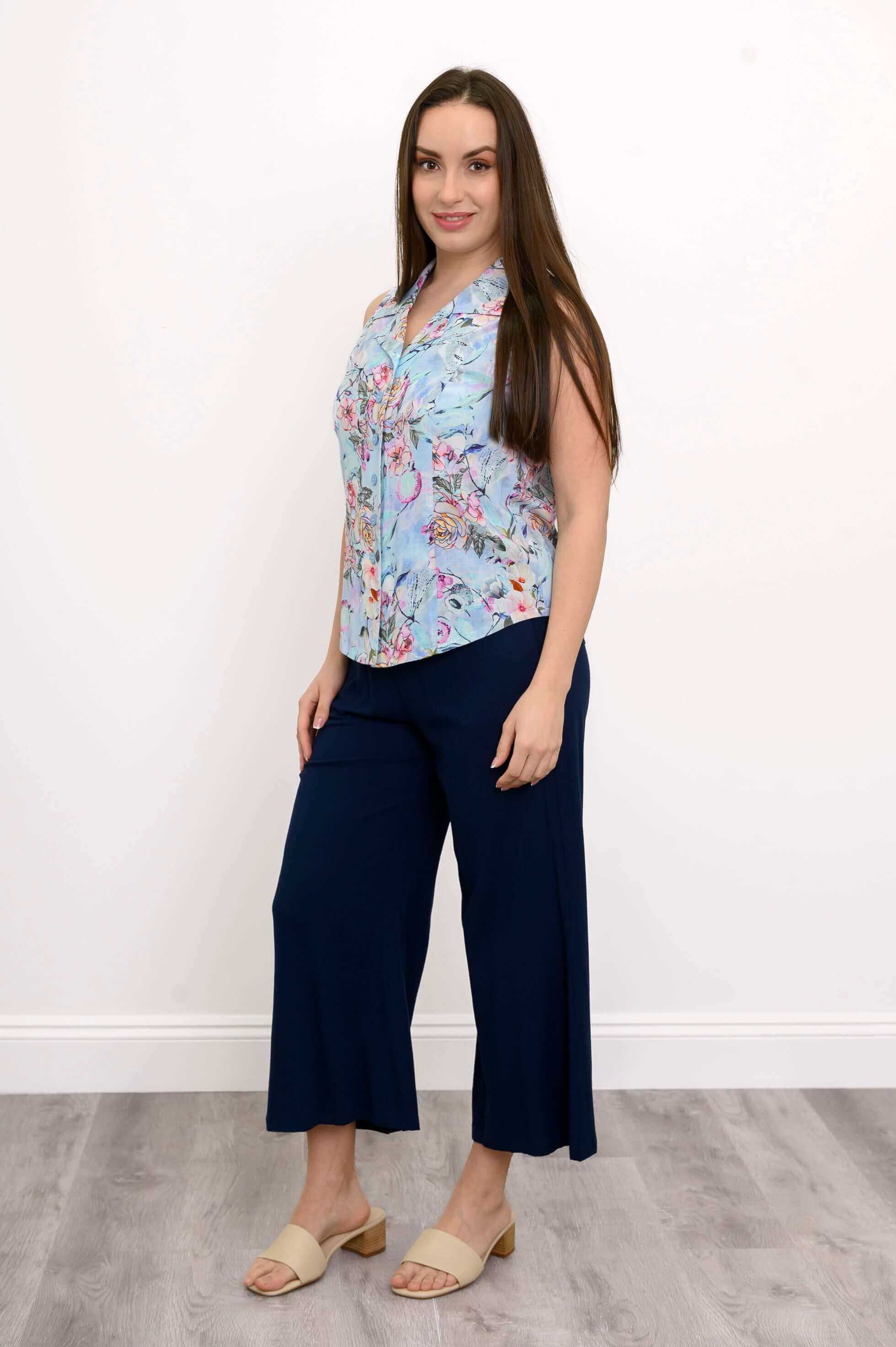 Lexa Tank, Teal Nectar, Linen Bamboo - Image 2