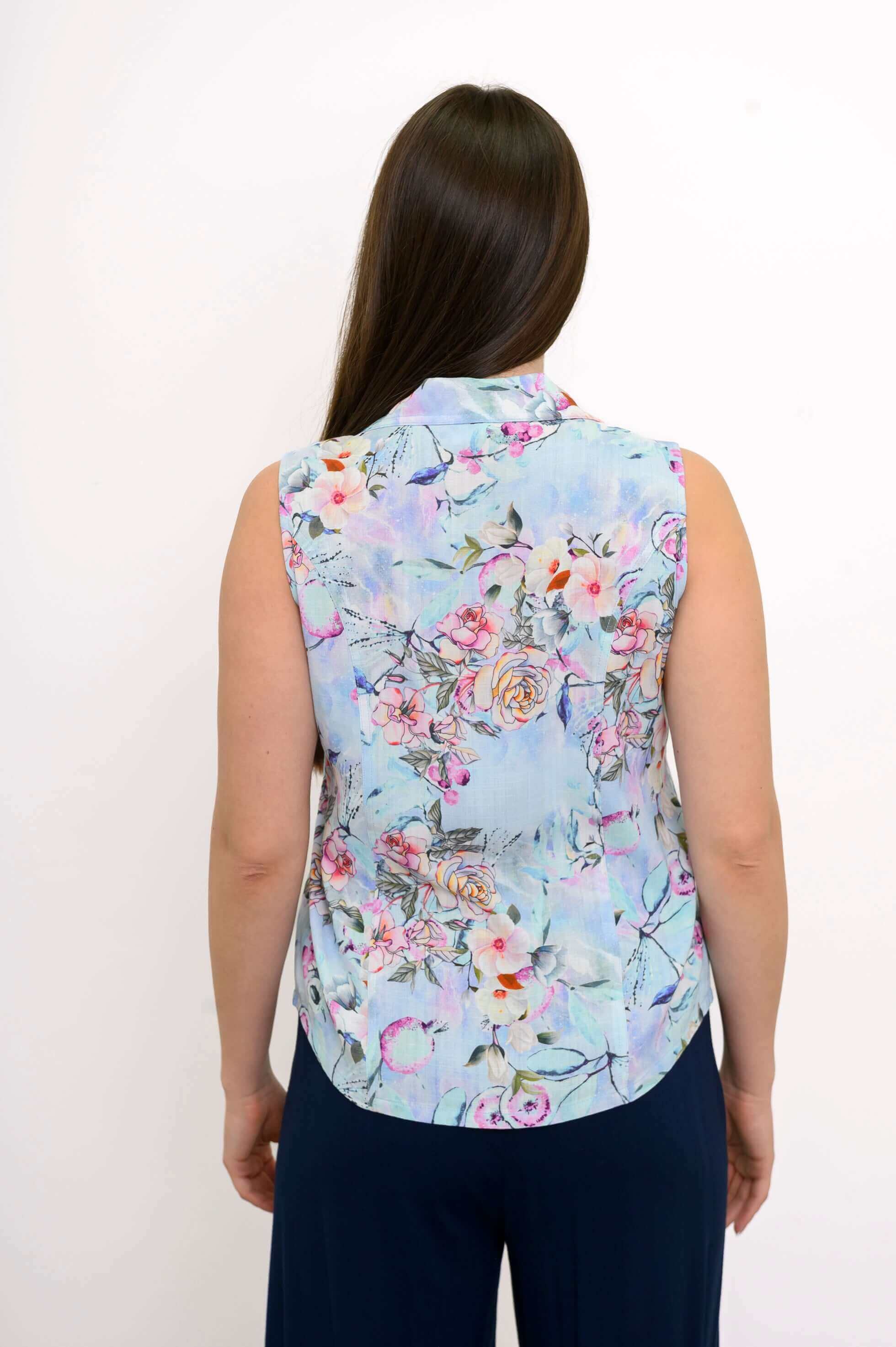 Lexa Tank, Teal Nectar, Linen Bamboo - Image 5