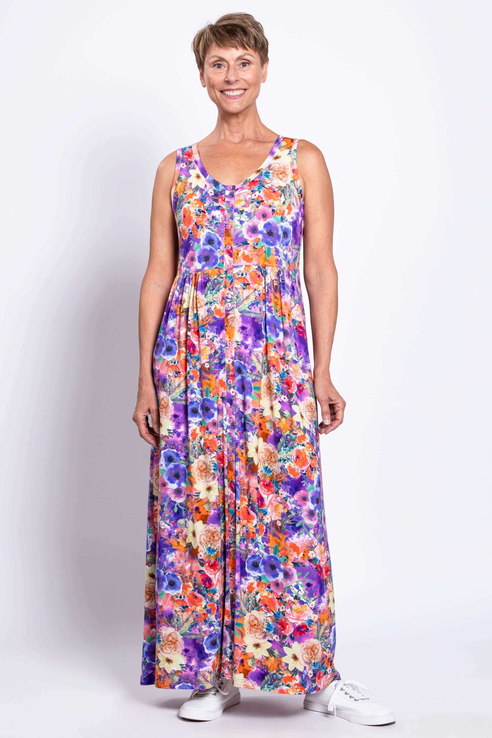 Liane N/S Dress, Violet Fiesta, Bamboo - Image 3