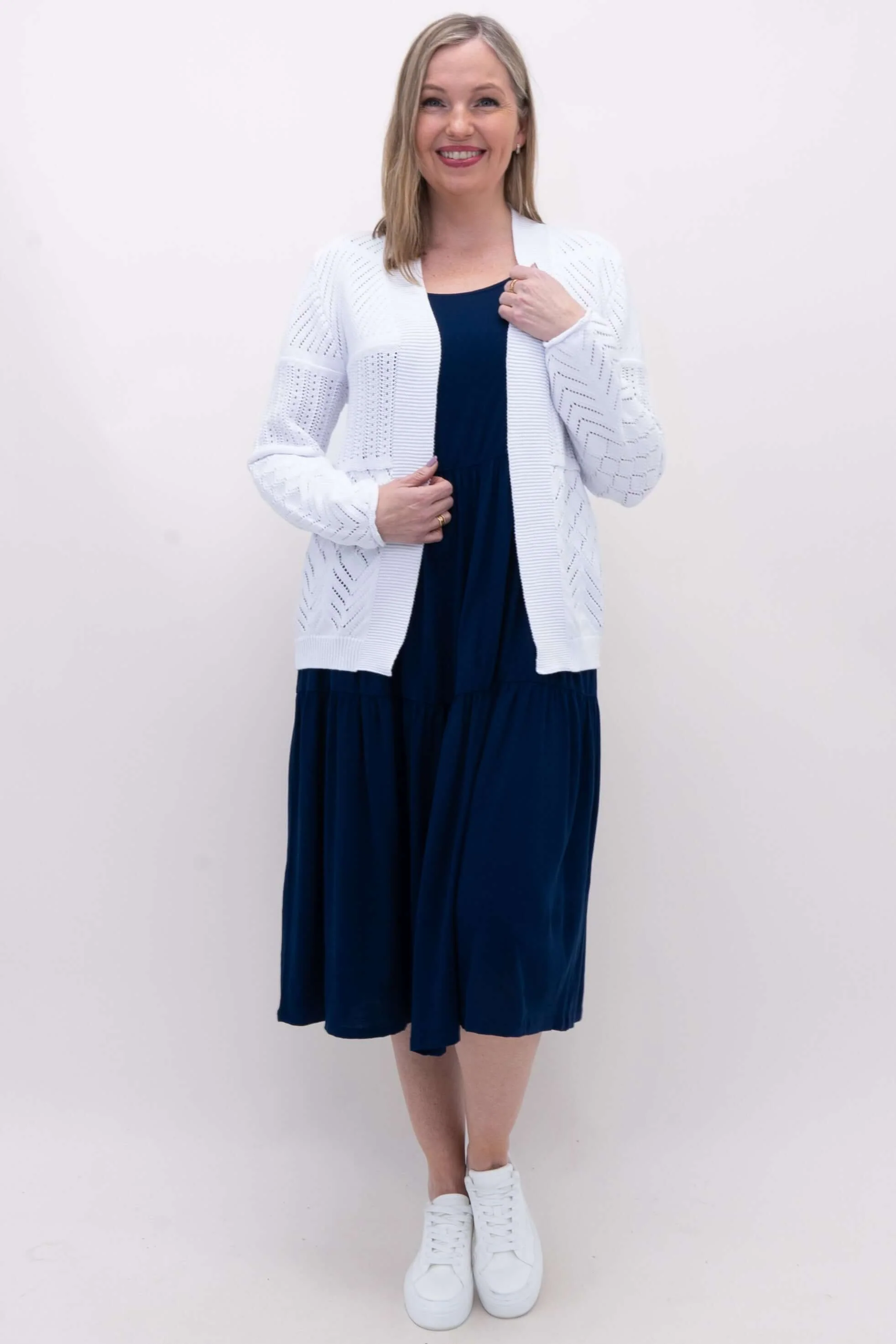Linda Sweater, White, Cotton - Final Sale - Image 2