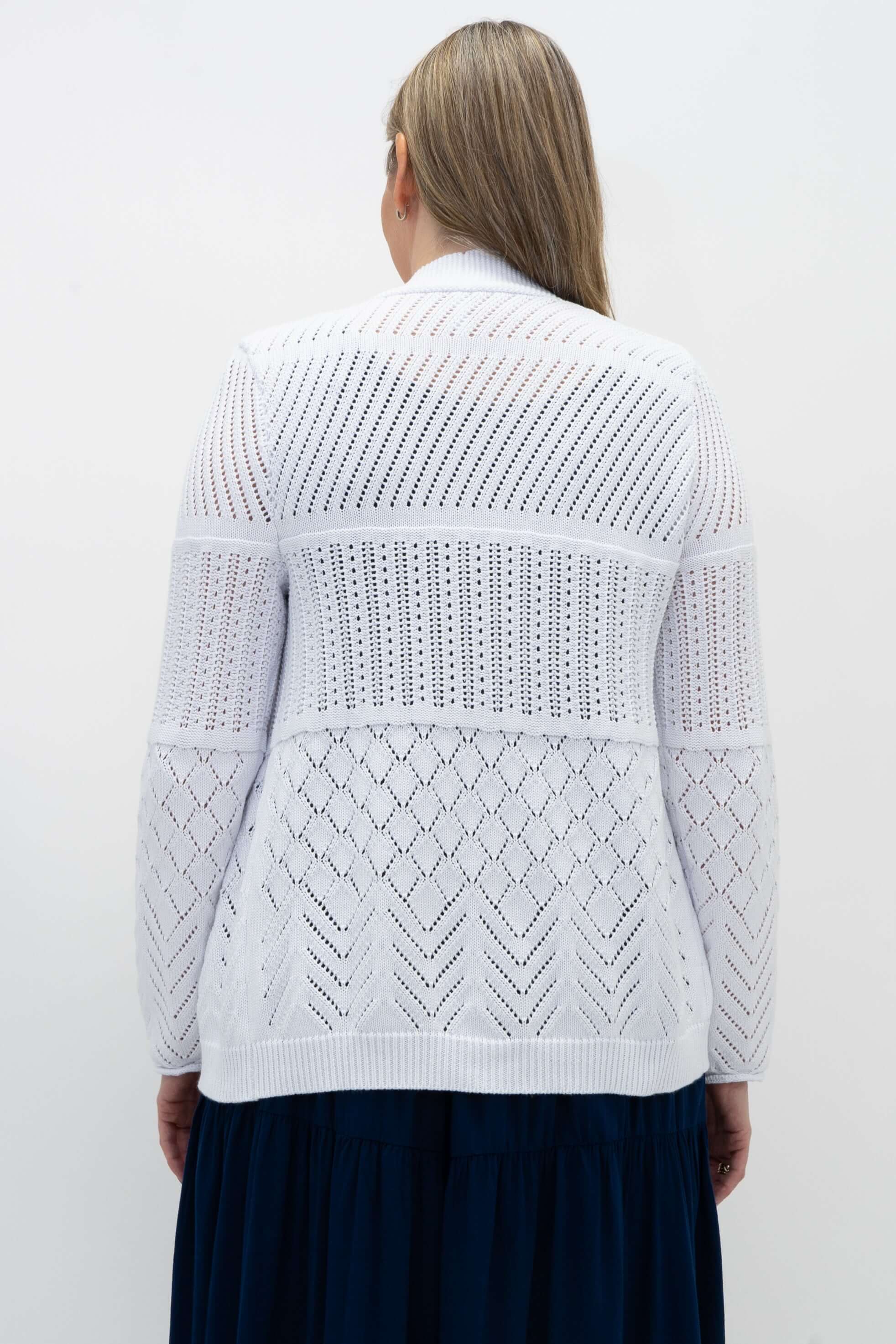 Linda Sweater, White, Cotton - Final Sale - Image 3