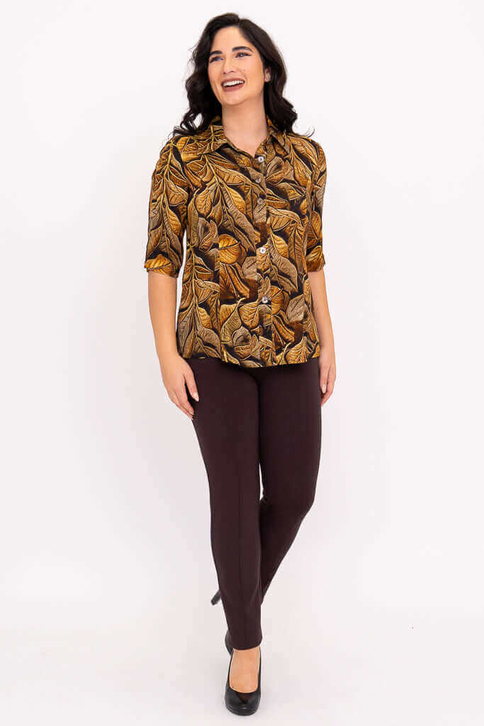 Linzy Blouse, Chocolate Autumn, Linen Bamboo - Image 2
