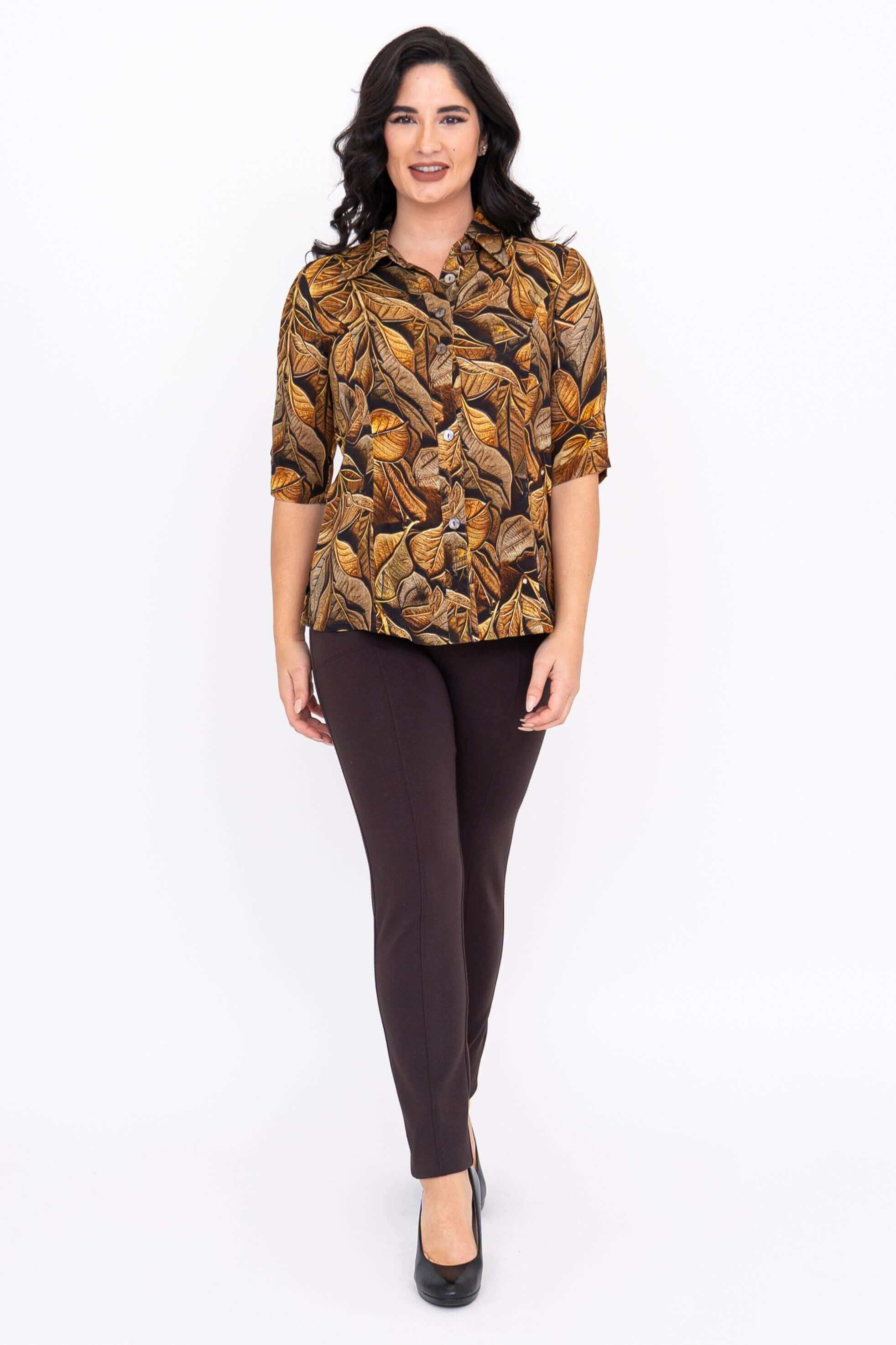 Linzy Blouse, Chocolate Autumn, Linen Bamboo - Image 3
