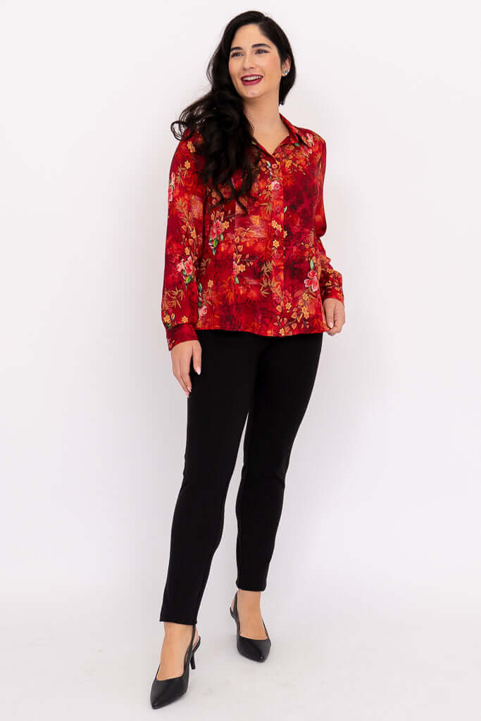 Linzy Blouse, Lipstick Zen, Linen Bamboo - Image 3
