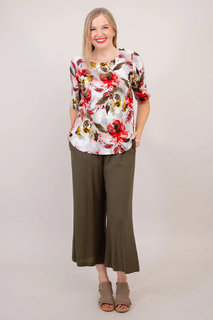 Liza Top, Floral Youth, Linen Bamboo - Final Sale - Image 2