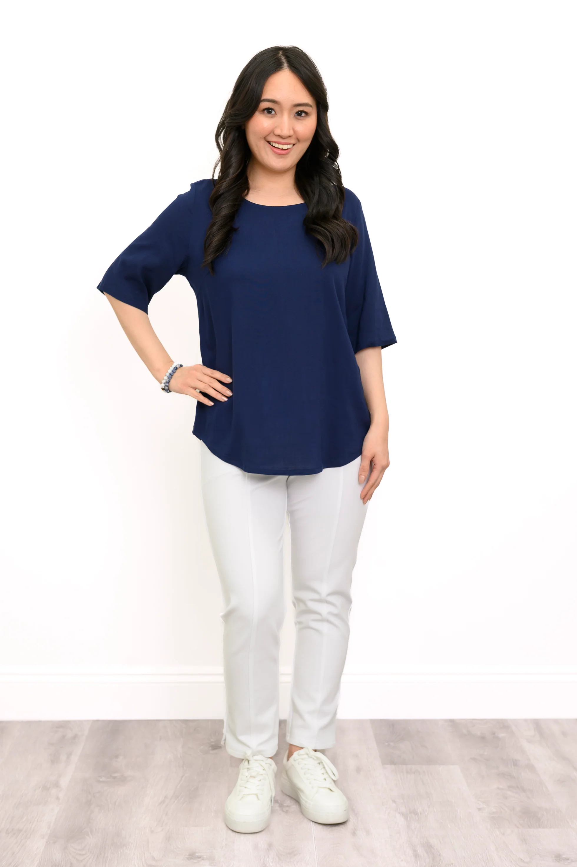 Liza Top, Indigo, Linen Bamboo - Image 2