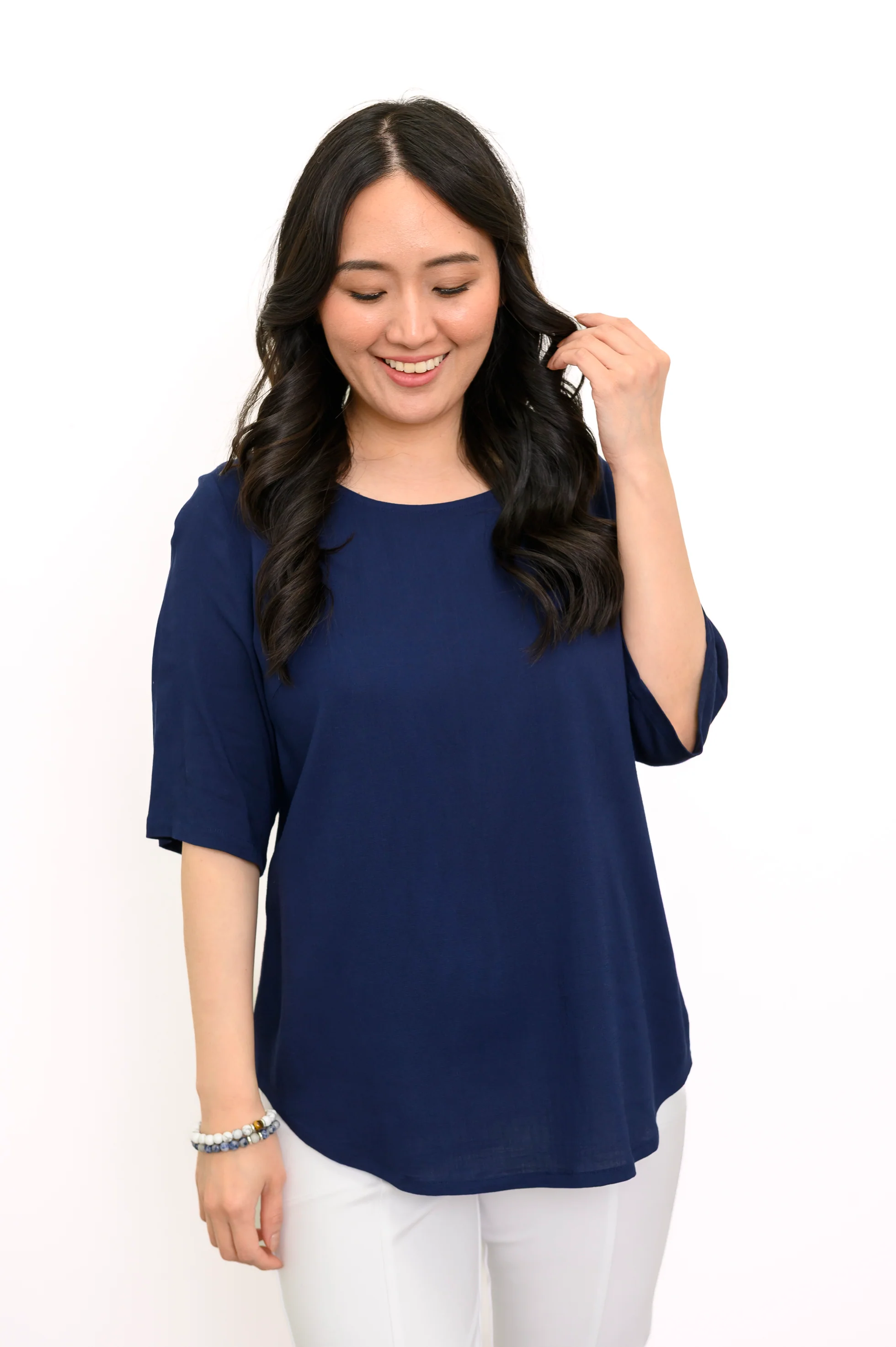 Liza Top, Indigo, Linen Bamboo - Image 4