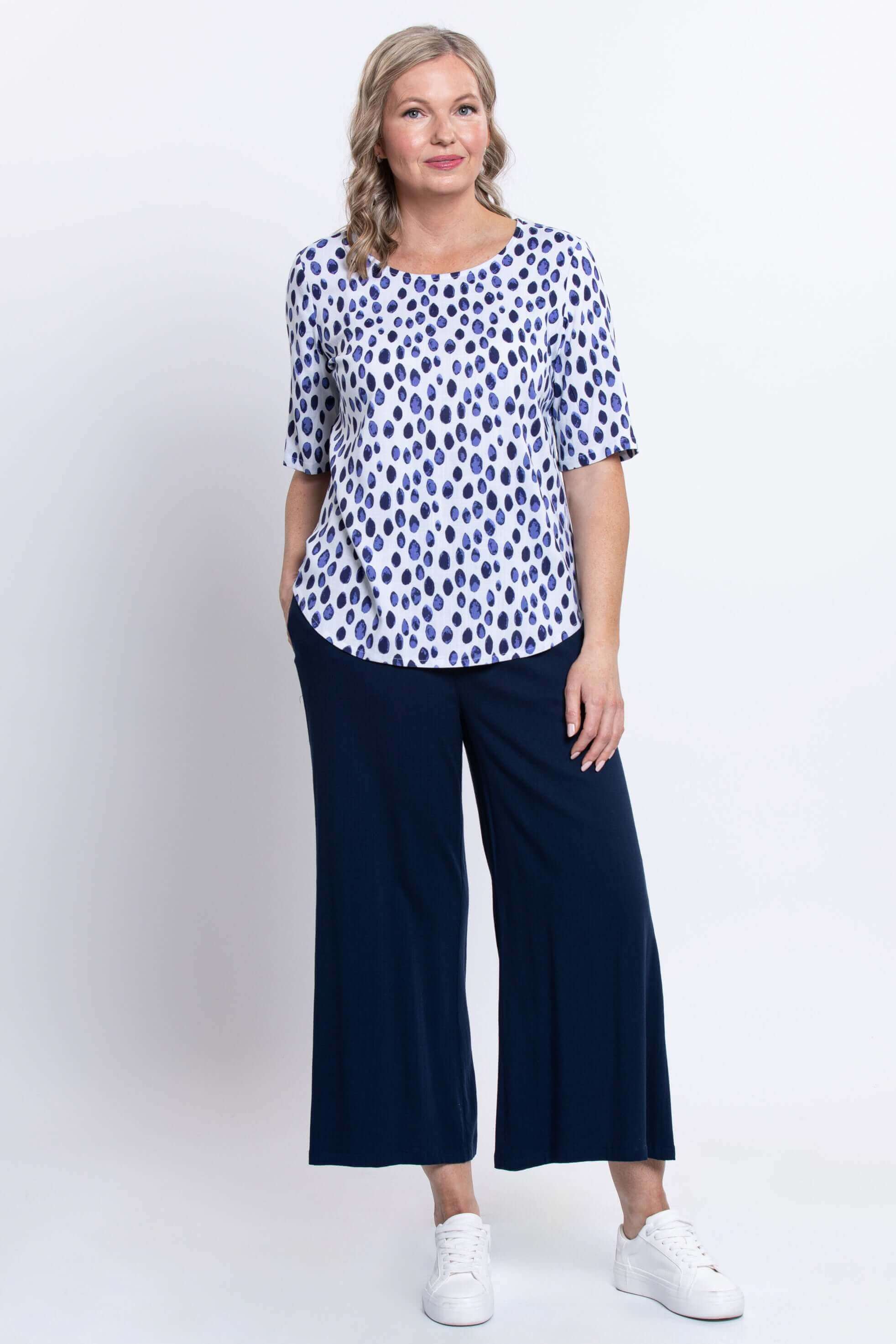 Liza Top, Indigo Rain, Linen Bamboo - Image 2