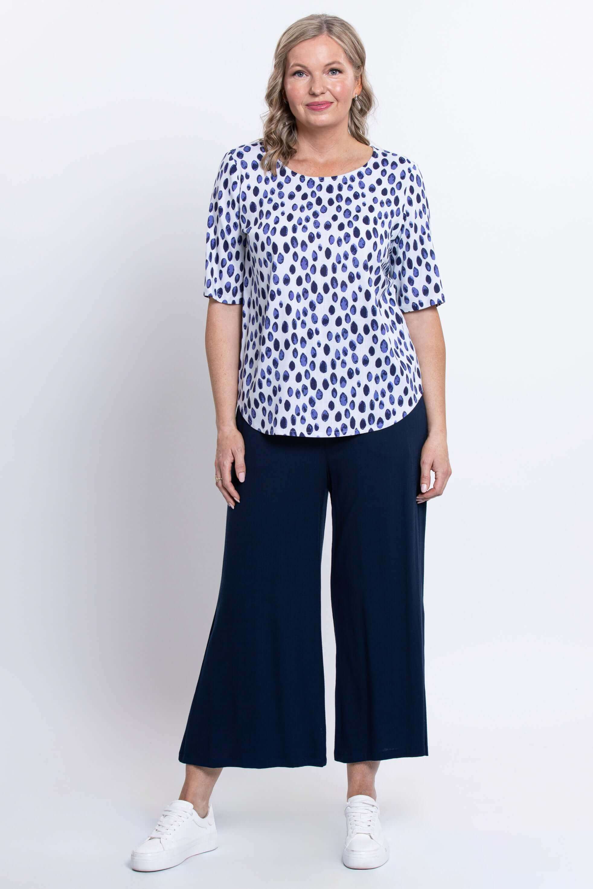 Liza Top, Indigo Rain, Linen Bamboo - Image 3