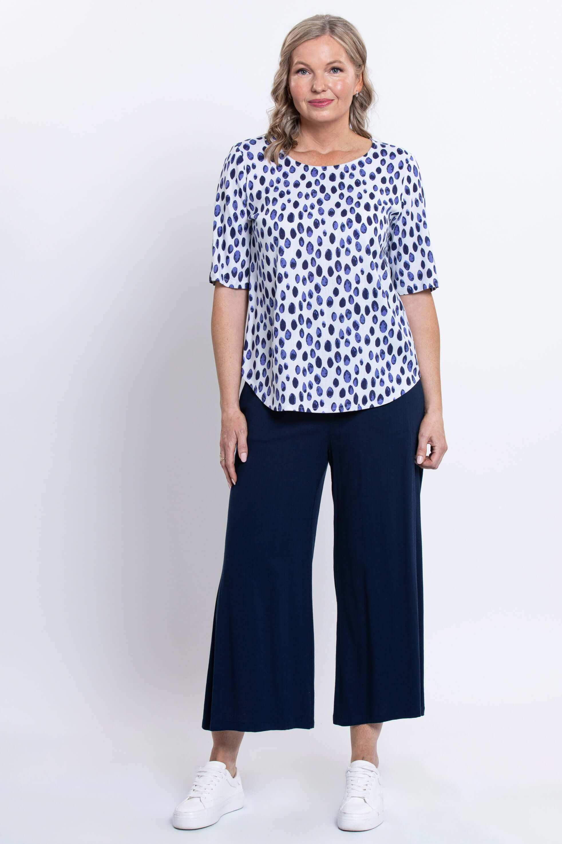 Liza Top, Indigo Rain, Linen Bamboo - Image 4