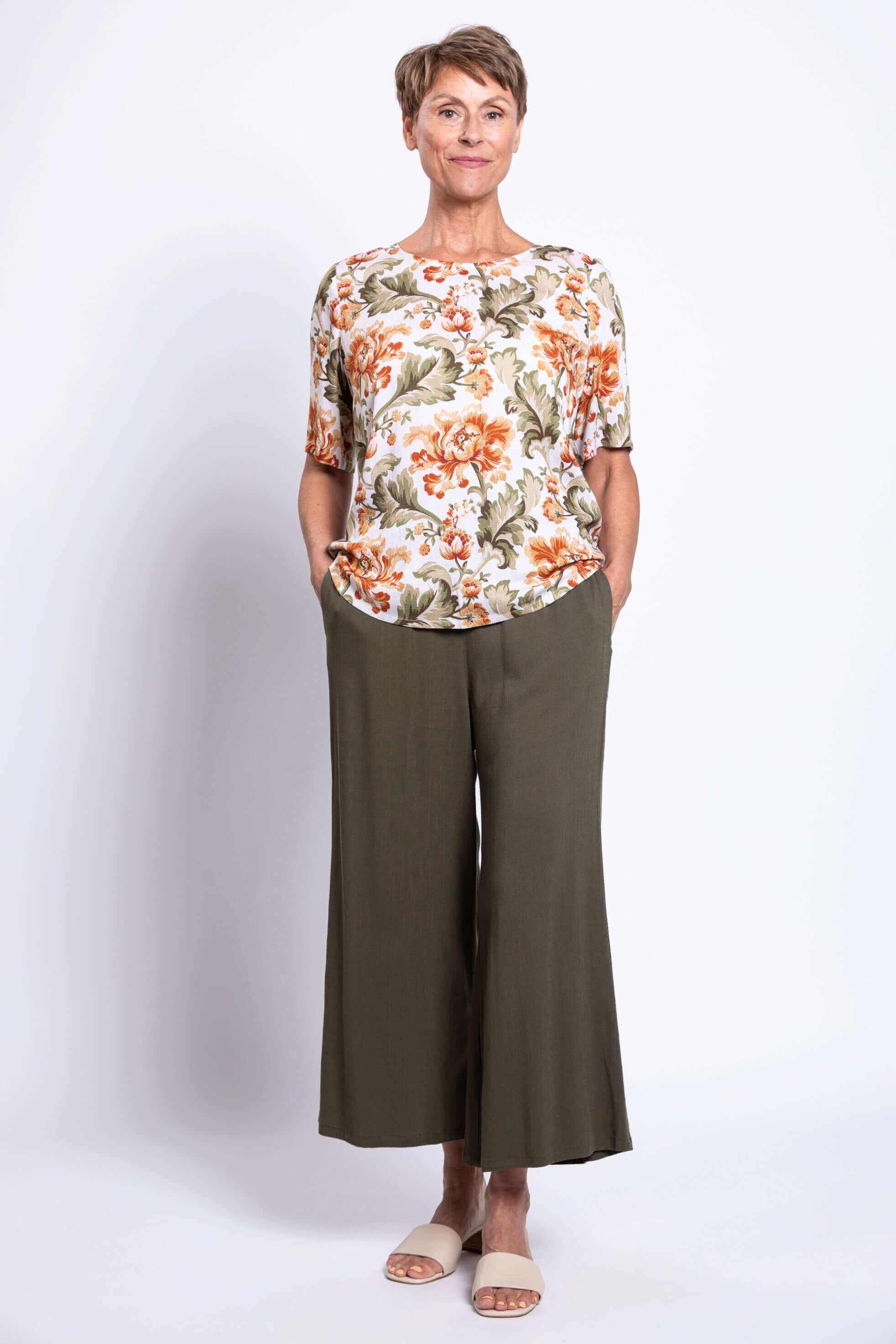 Liza Top, Khaki Tapestry, Linen Bamboo - Image 2