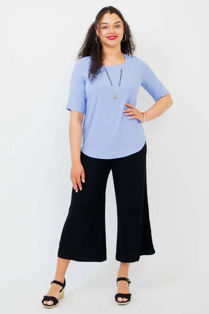 Liza Top, Periwinkle, Linen Bamboo- Final Sale - Image 2