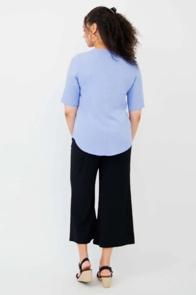 Liza Top, Periwinkle, Linen Bamboo- Final Sale - Image 5