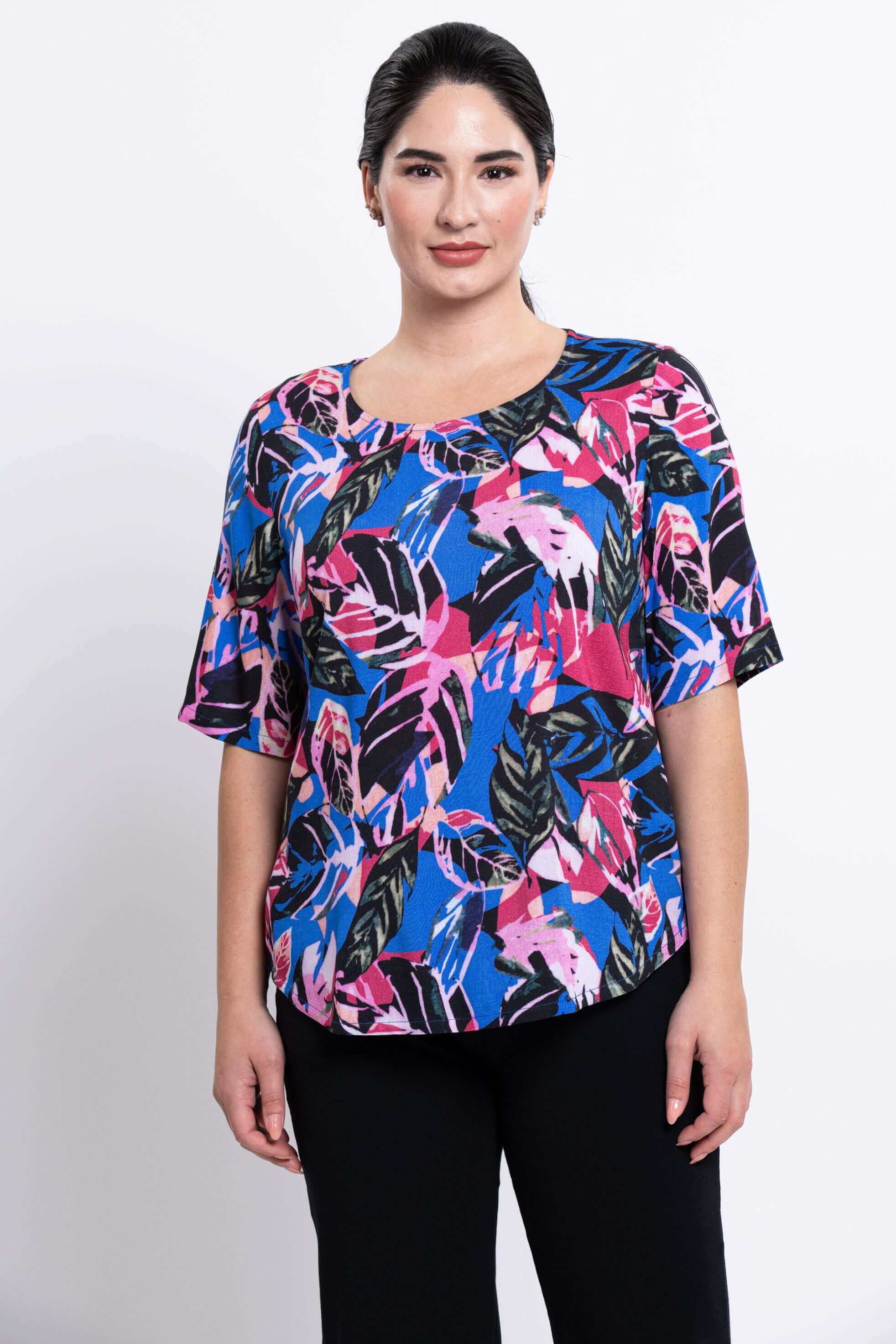 Liza Top, Pink Bonita, Linen Bamboo