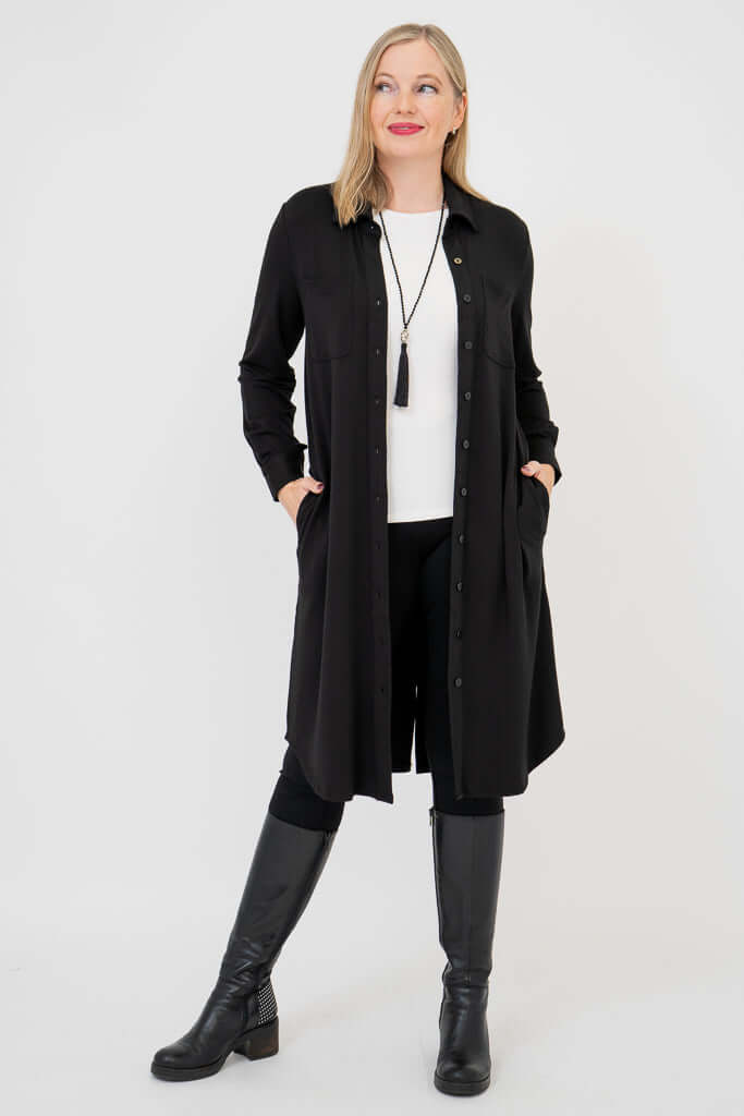 Lois Duster, Black, Bamboo - Final Sale - Image 4
