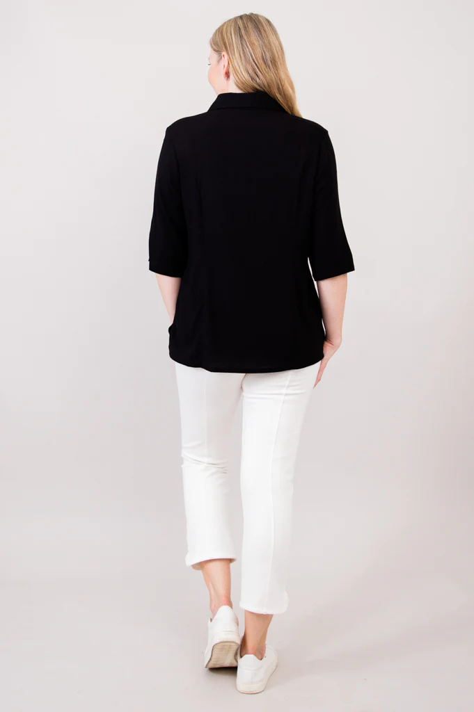 Lorine Blouse, Black, Linen Bamboo - Image 5