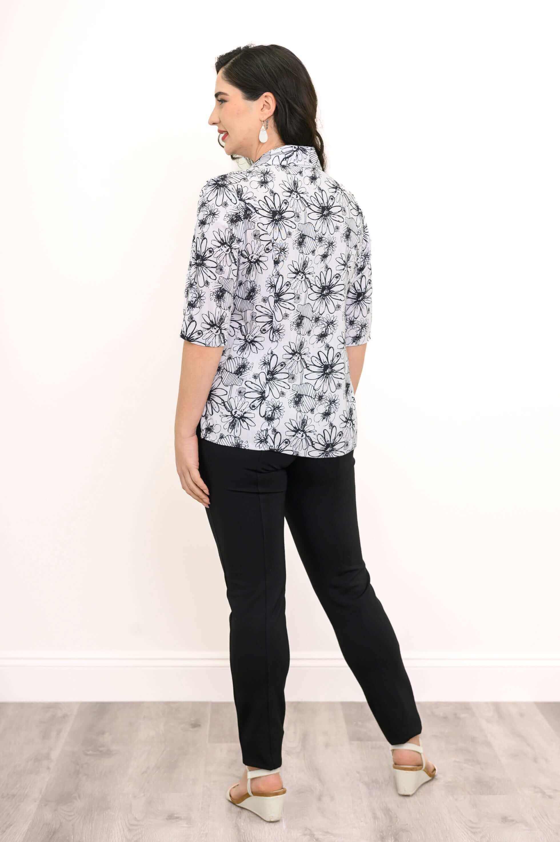 Lorine Blouse, BW Sketch, Linen Bamboo - Image 6