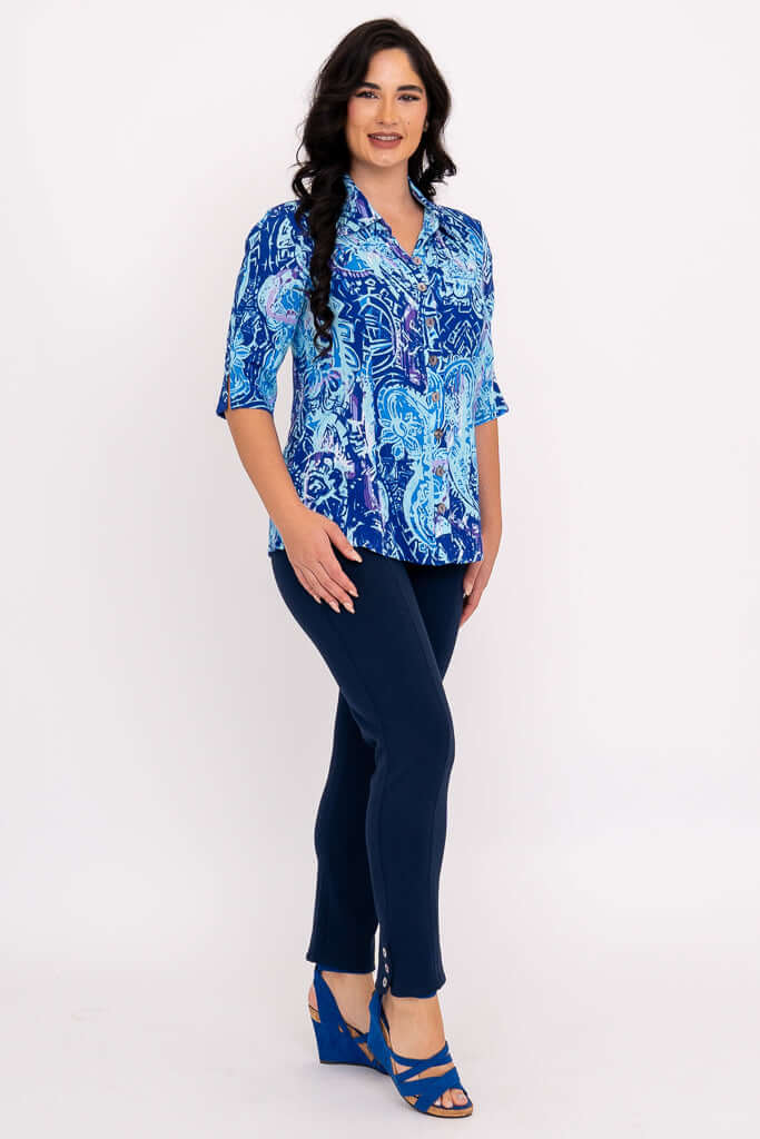 Lorine Blouse, Curious, Linen Bamboo - Image 3
