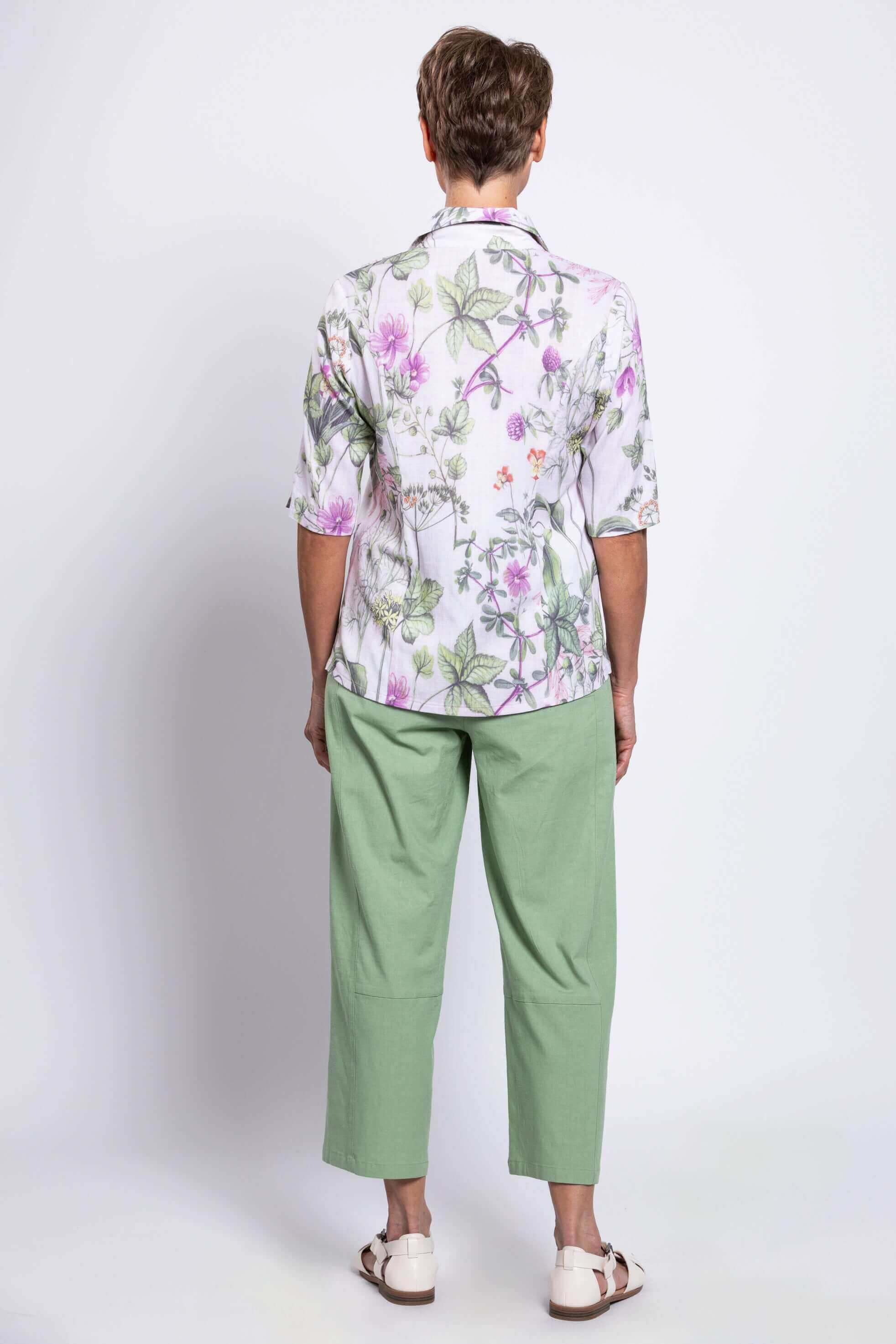 Lorine Blouse, Khaki Clover, Linen Bamboo - Image 4