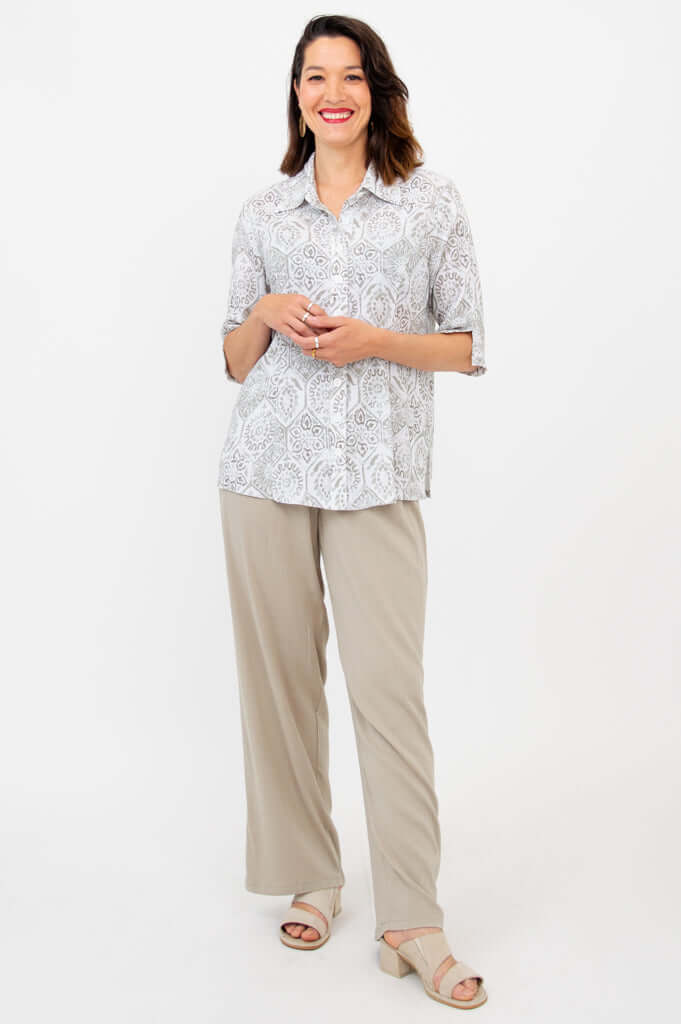 Lorine Blouse, Mosaic, Linen Bamboo - Image 2