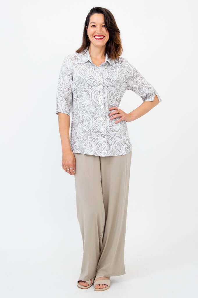 Lorine Blouse, Mosaic, Linen Bamboo - Image 3