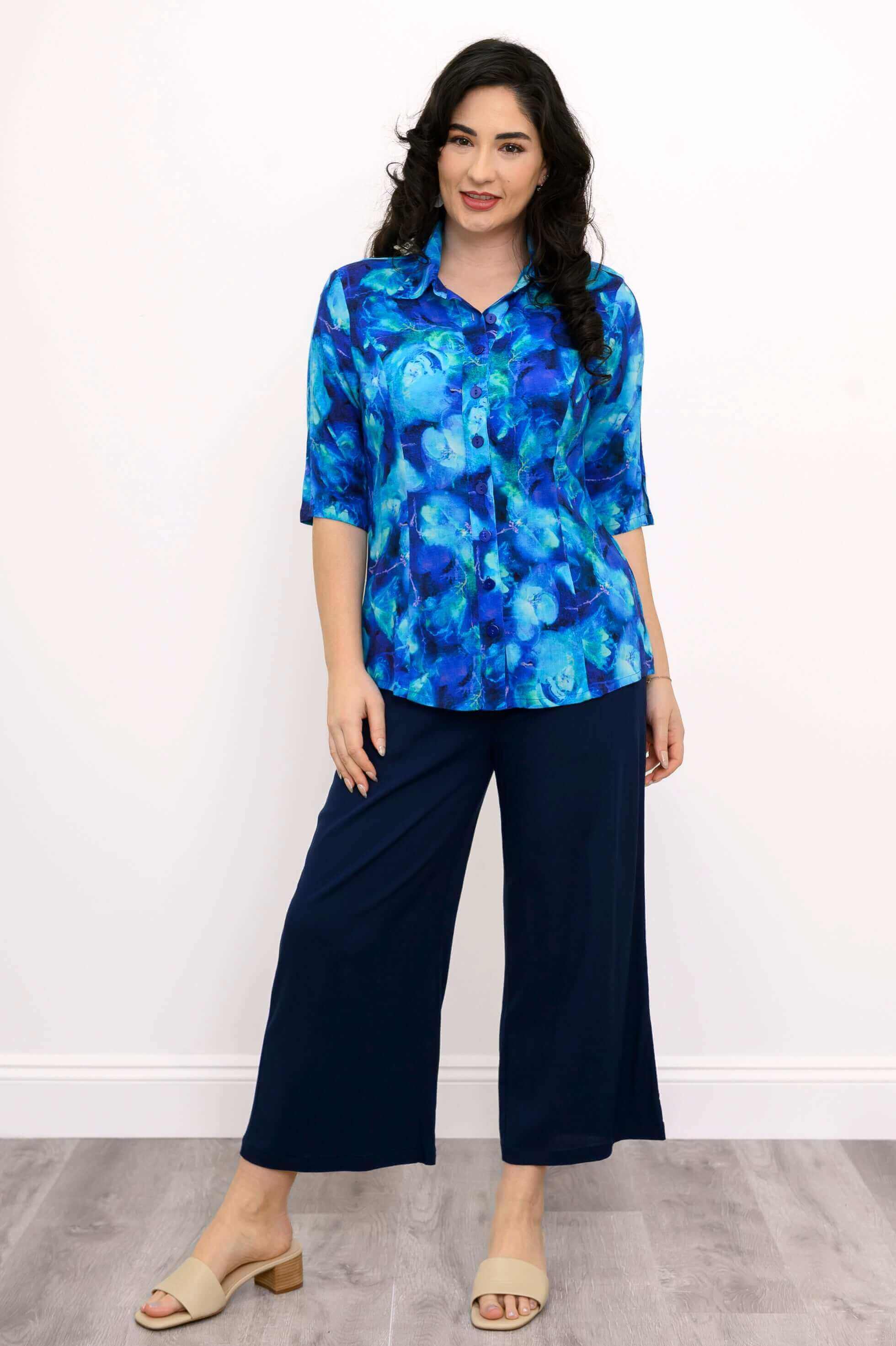 Lorine Blouse, Ocean Reef, Linen Bamboo - Image 8