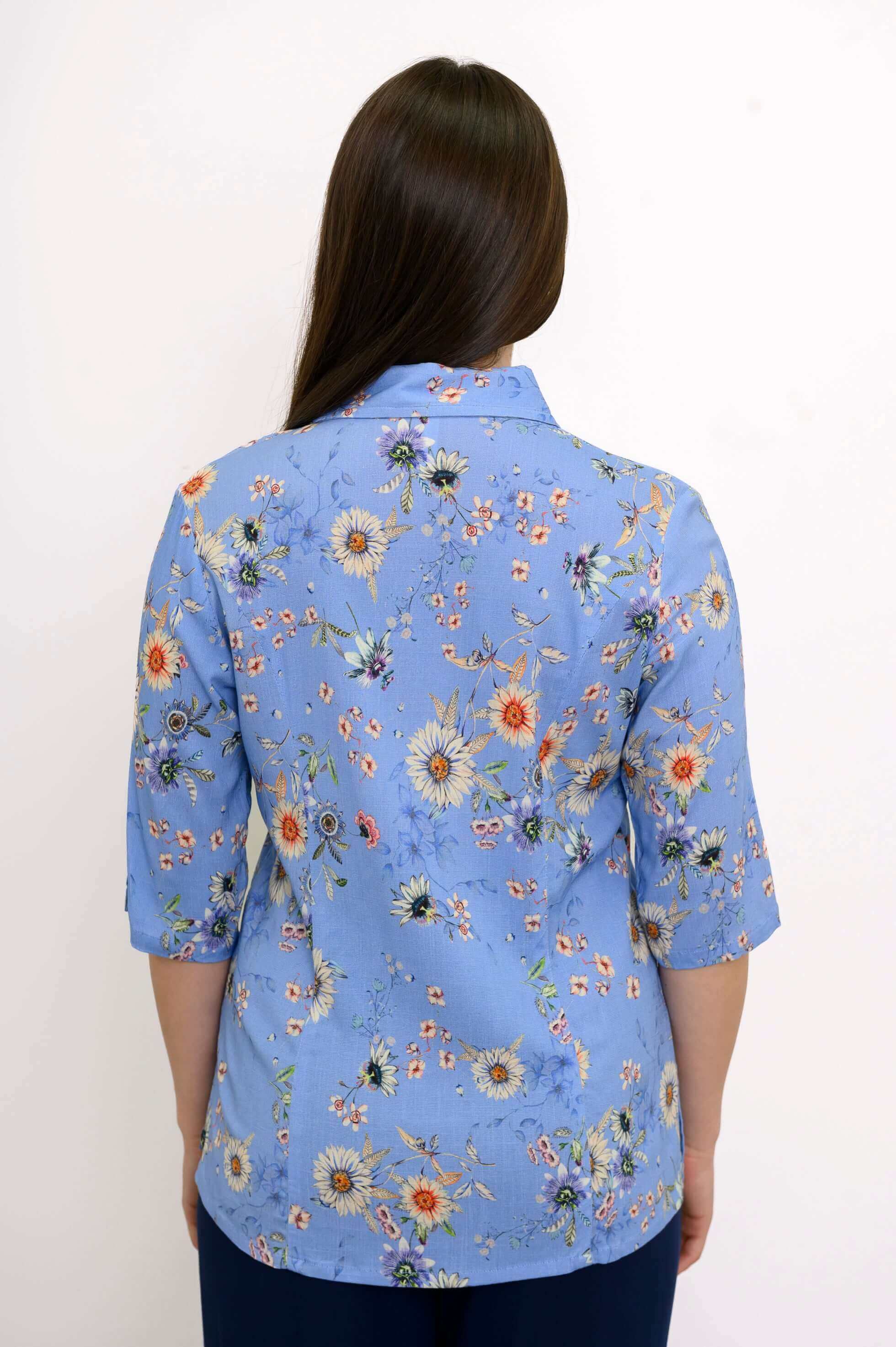 Lorine Blouse, Peri Daisy, Linen Bamboo - Image 5