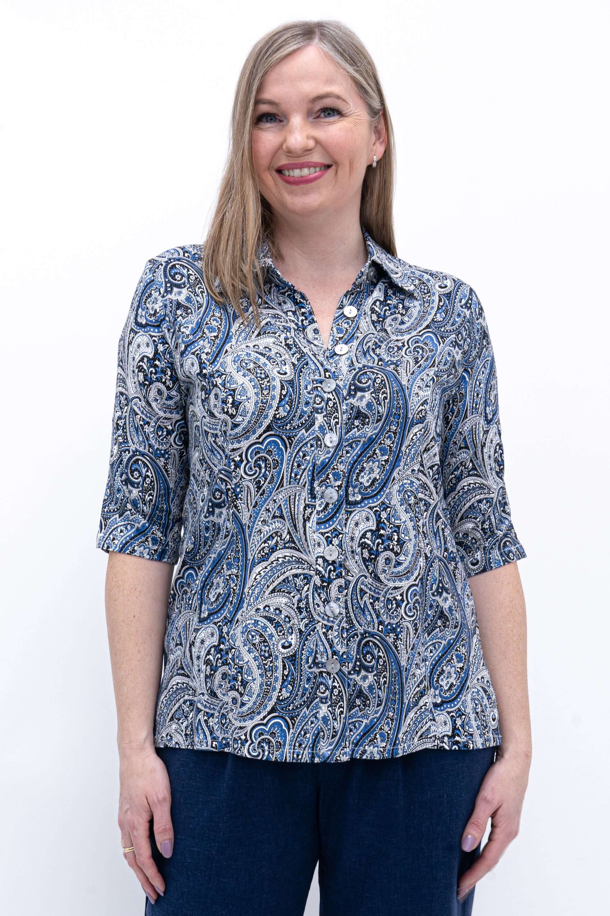 Lorine Blouse, Simplicity, Linen Bamboo
