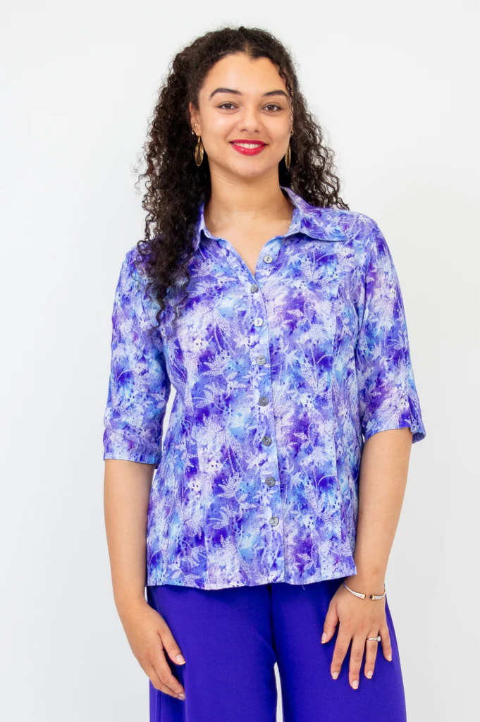 Lorine Blouse, Dotty, Linen Bamboo - Final Sale