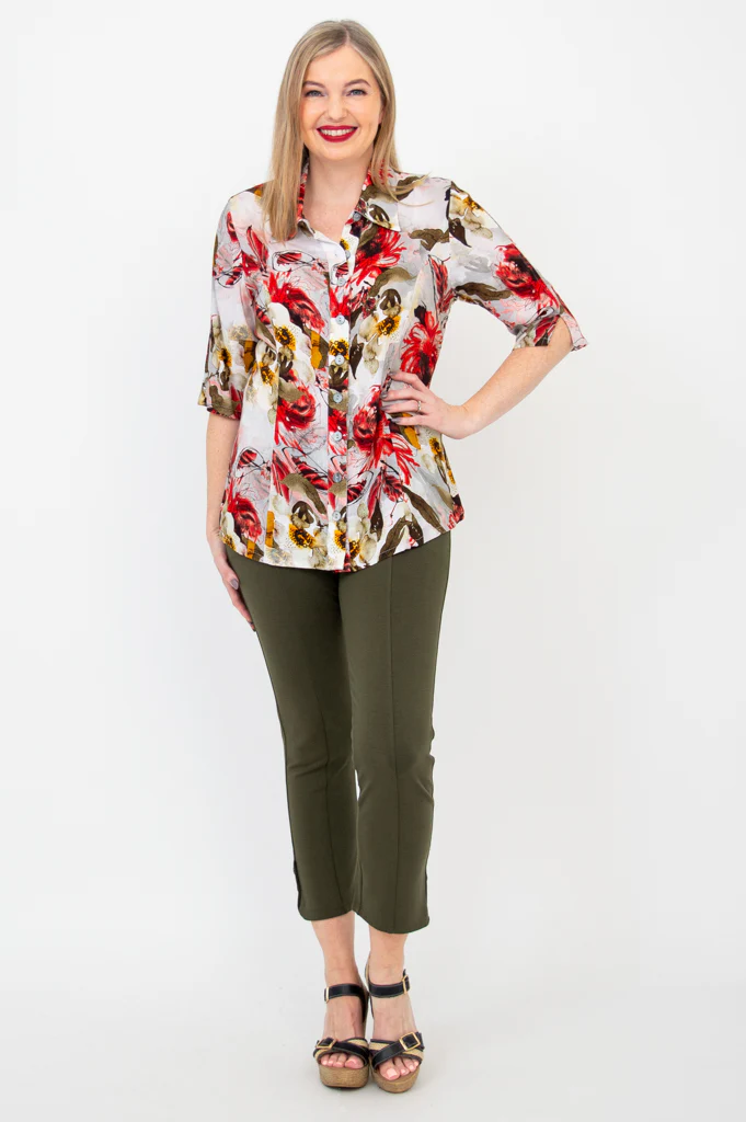 Lorine Blouse, Floral Youth, Linen Bamboo- Final Sale - Image 2