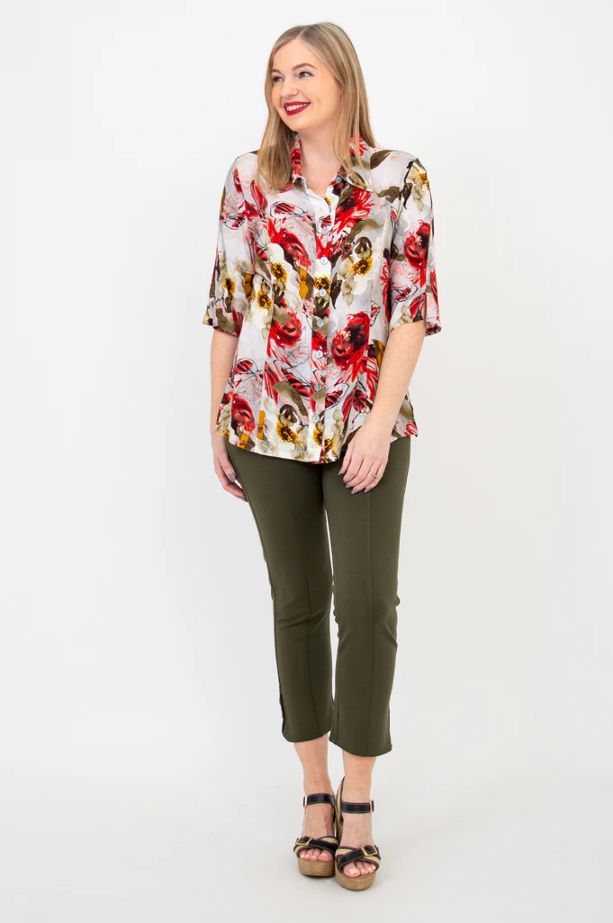 Lorine Blouse, Floral Youth, Linen Bamboo- Final Sale - Image 3