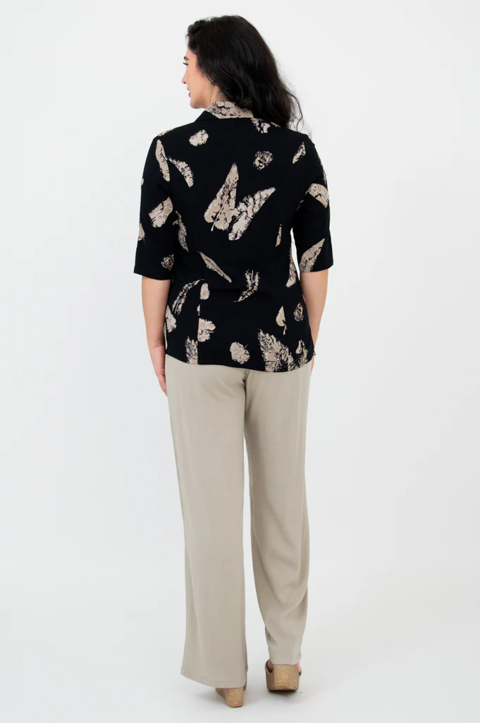 Lorine Blouse, Shadow Leaf, Linen Bamboo - Image 4