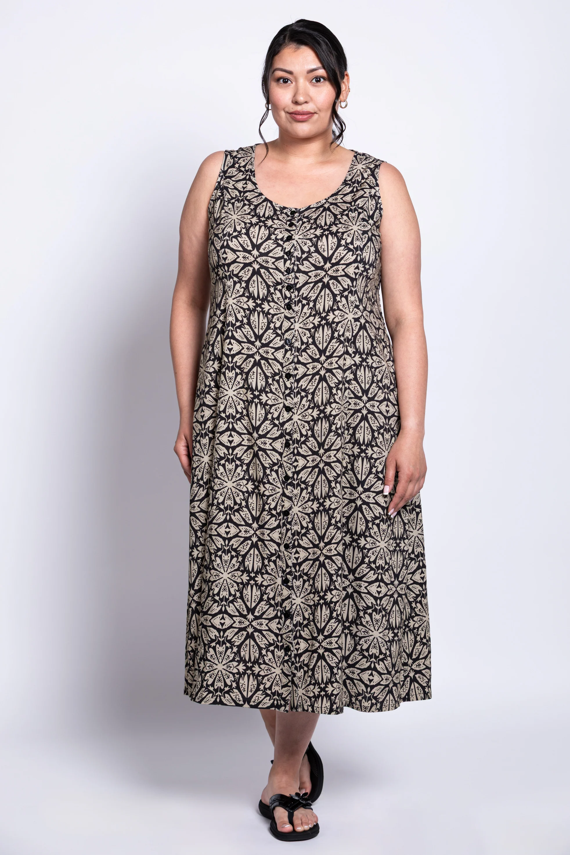Madison Dress, Sand Ventana, Linen Bamboo - Image 4
