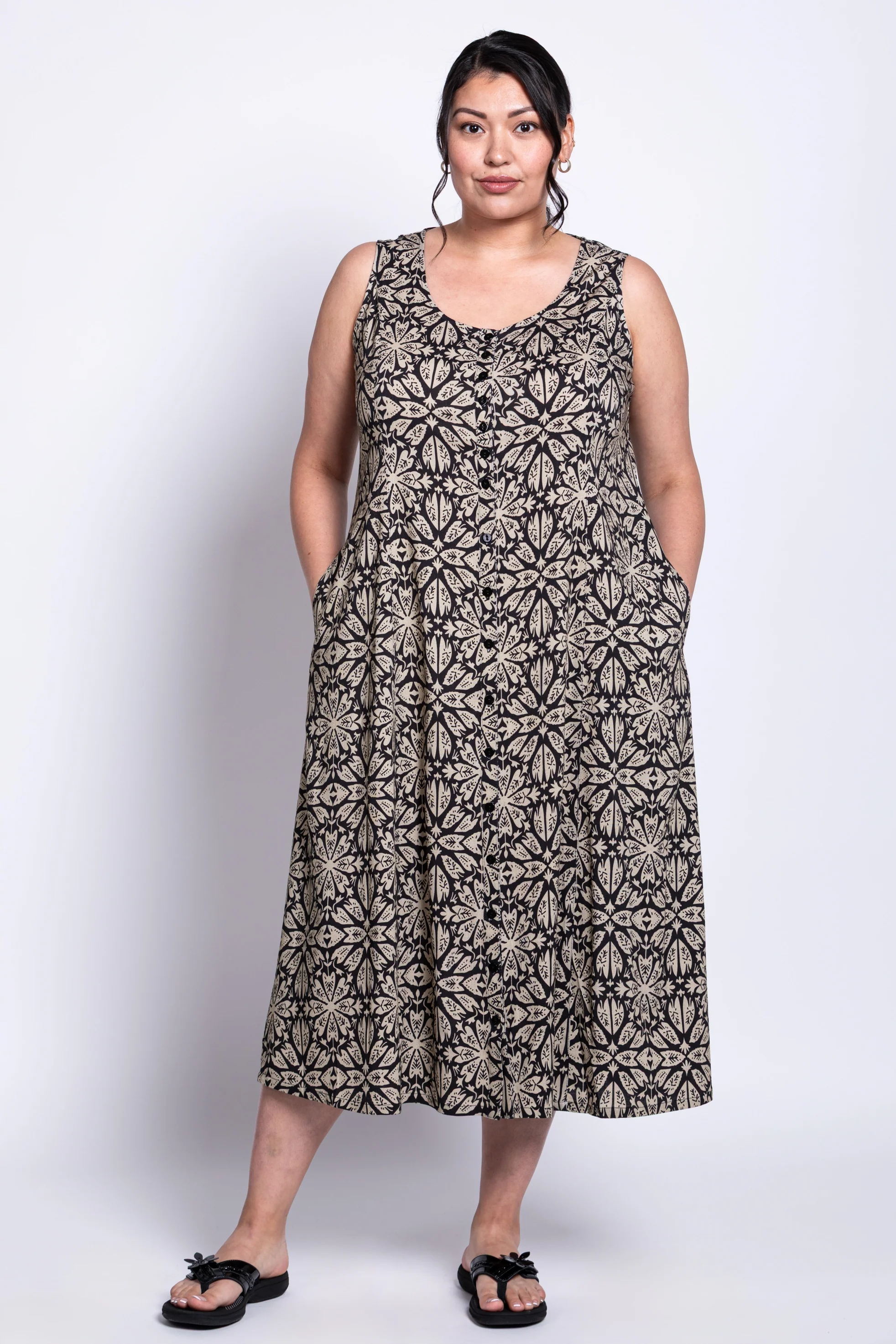 Madison Dress, Sand Ventana, Linen Bamboo - Image 5