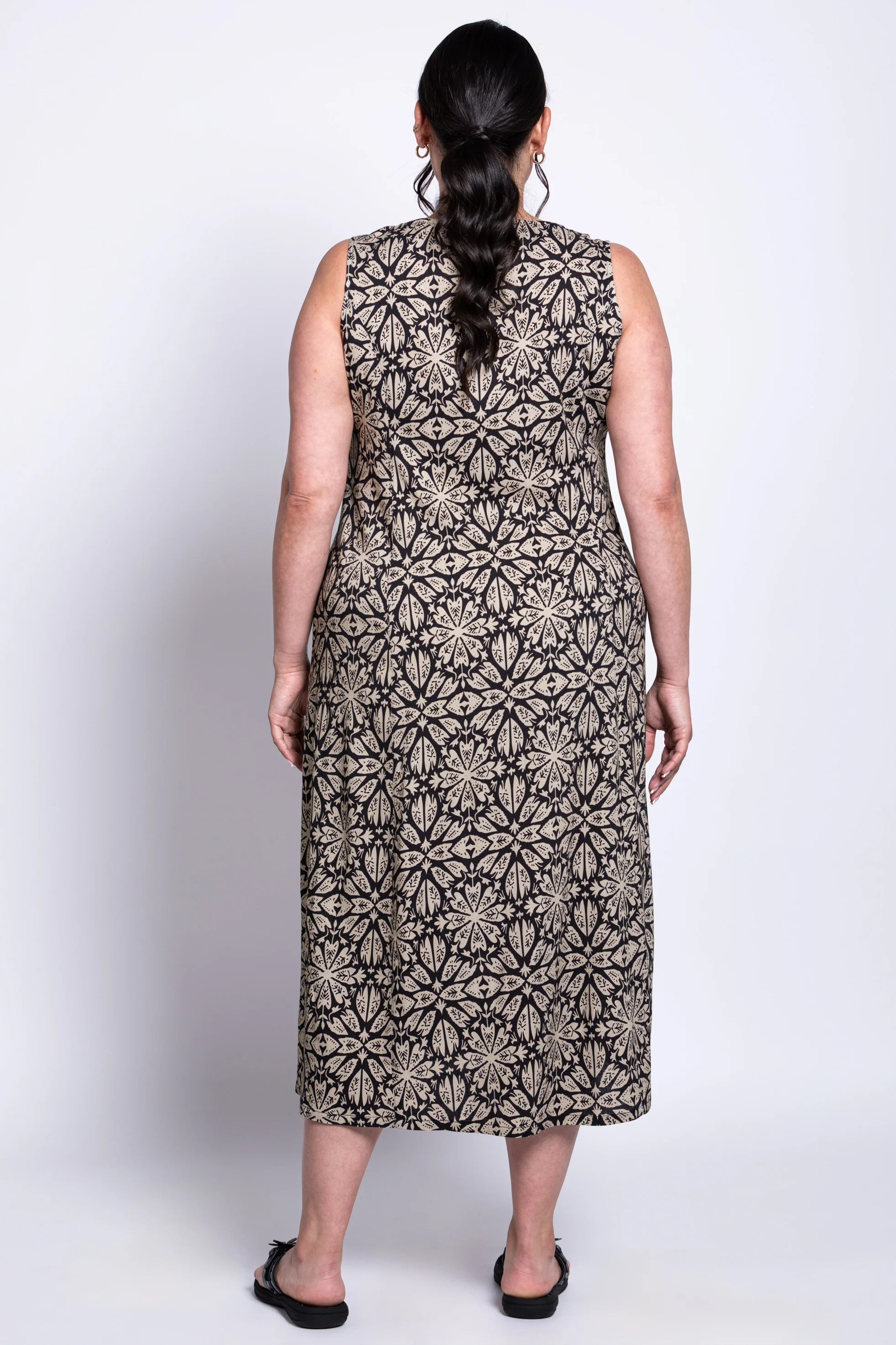 Madison Dress, Sand Ventana, Linen Bamboo - Image 6