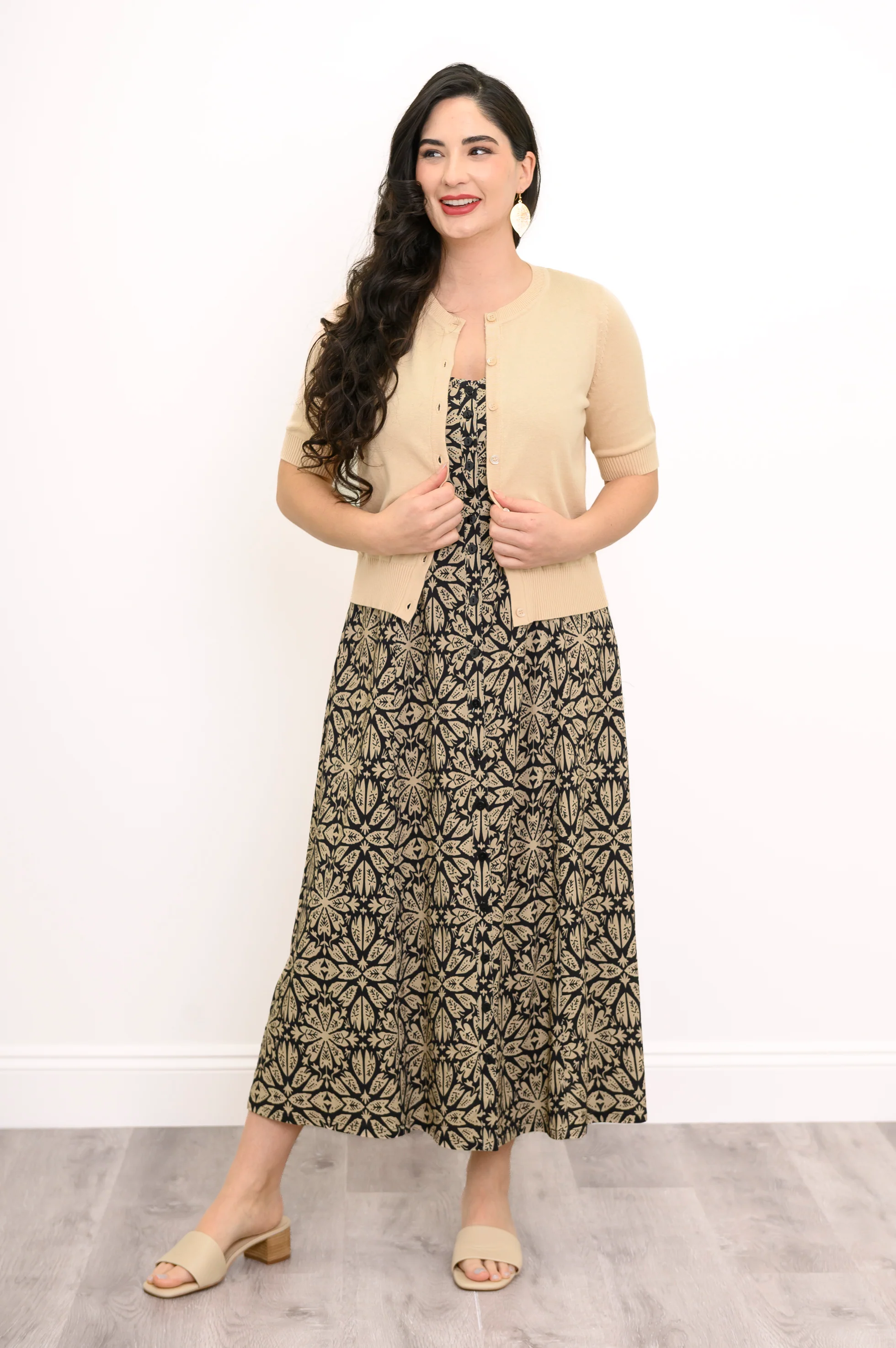 Madison Dress, Sand Ventana, Linen Bamboo - Image 9