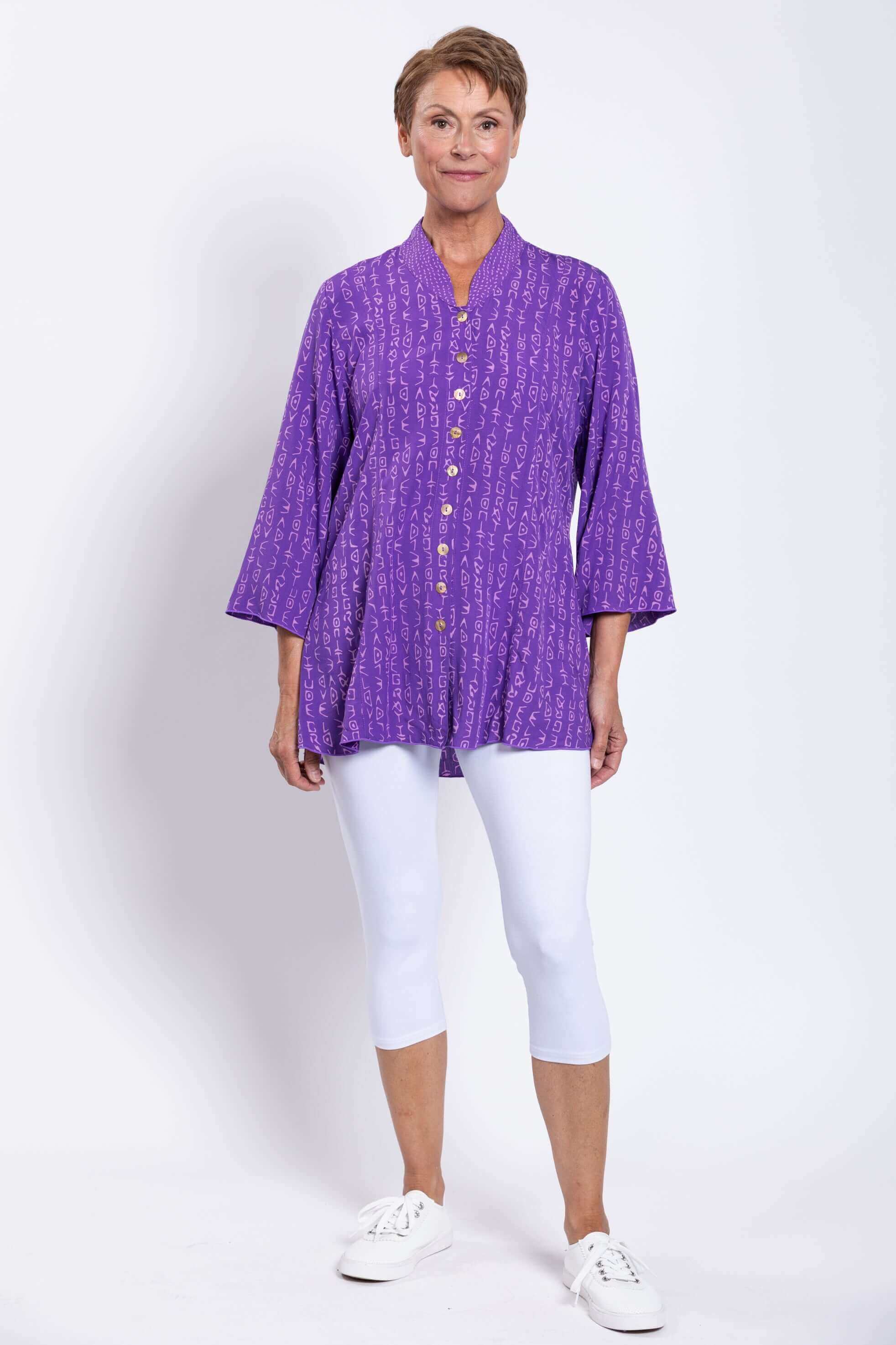 Mar 3/4 Blouse, Purple Love Gratt - Image 2