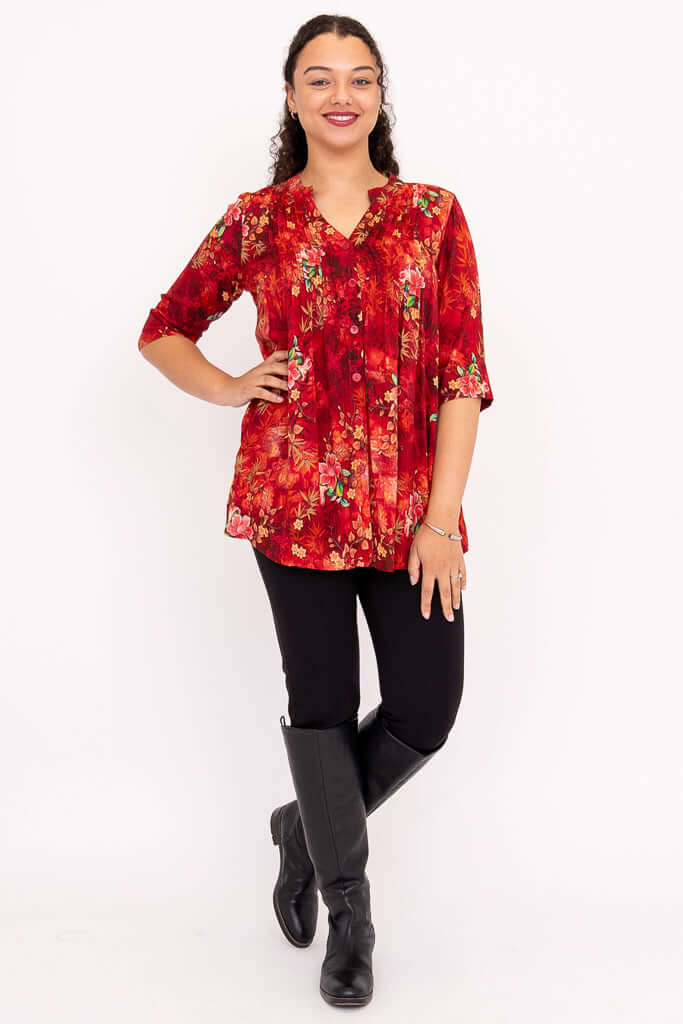 Margate Blouse, Lipstick Zen, Linen Bamboo - Image 3